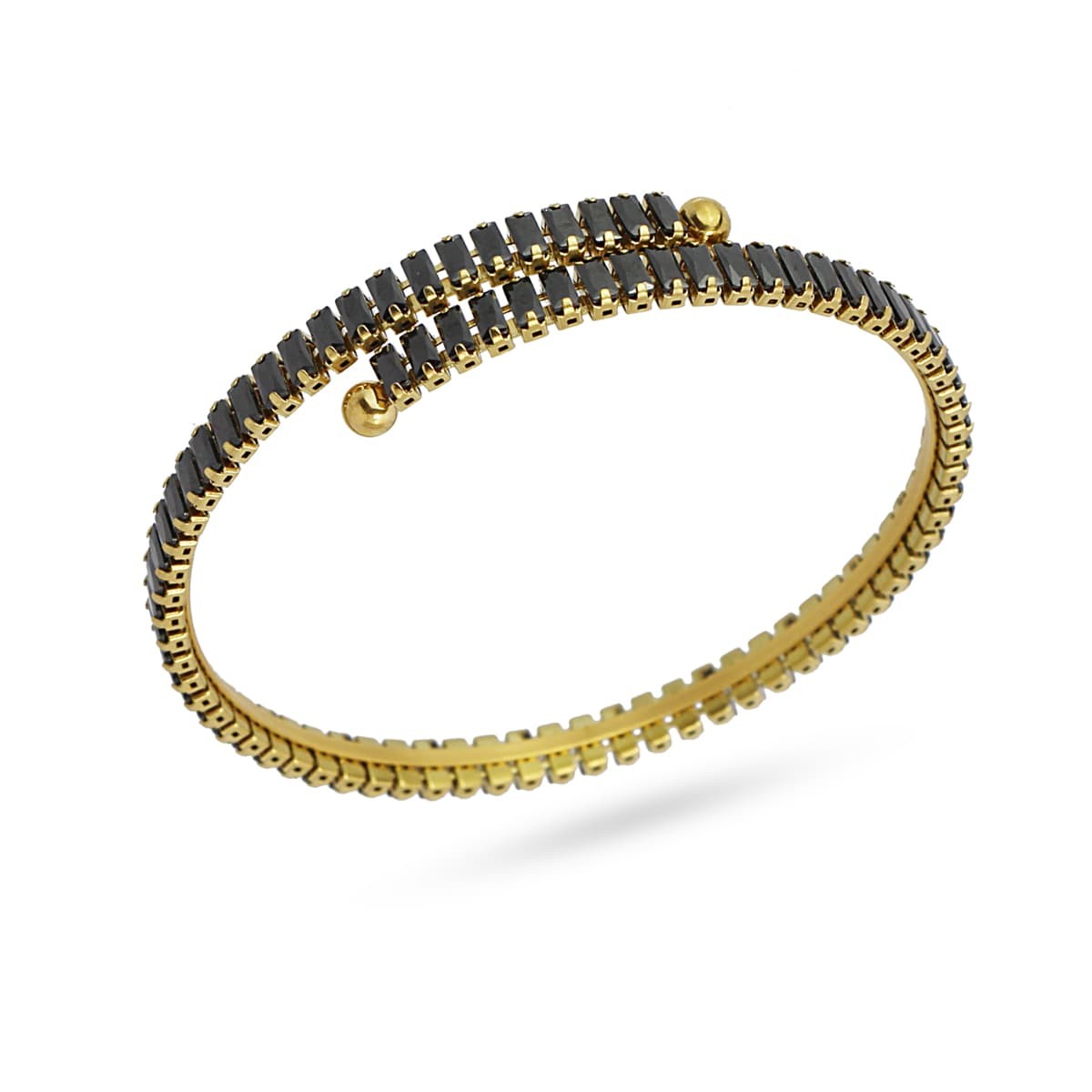 pulsera acero quirúrgico flexible riviere circonitas talla baguette anarxty negro