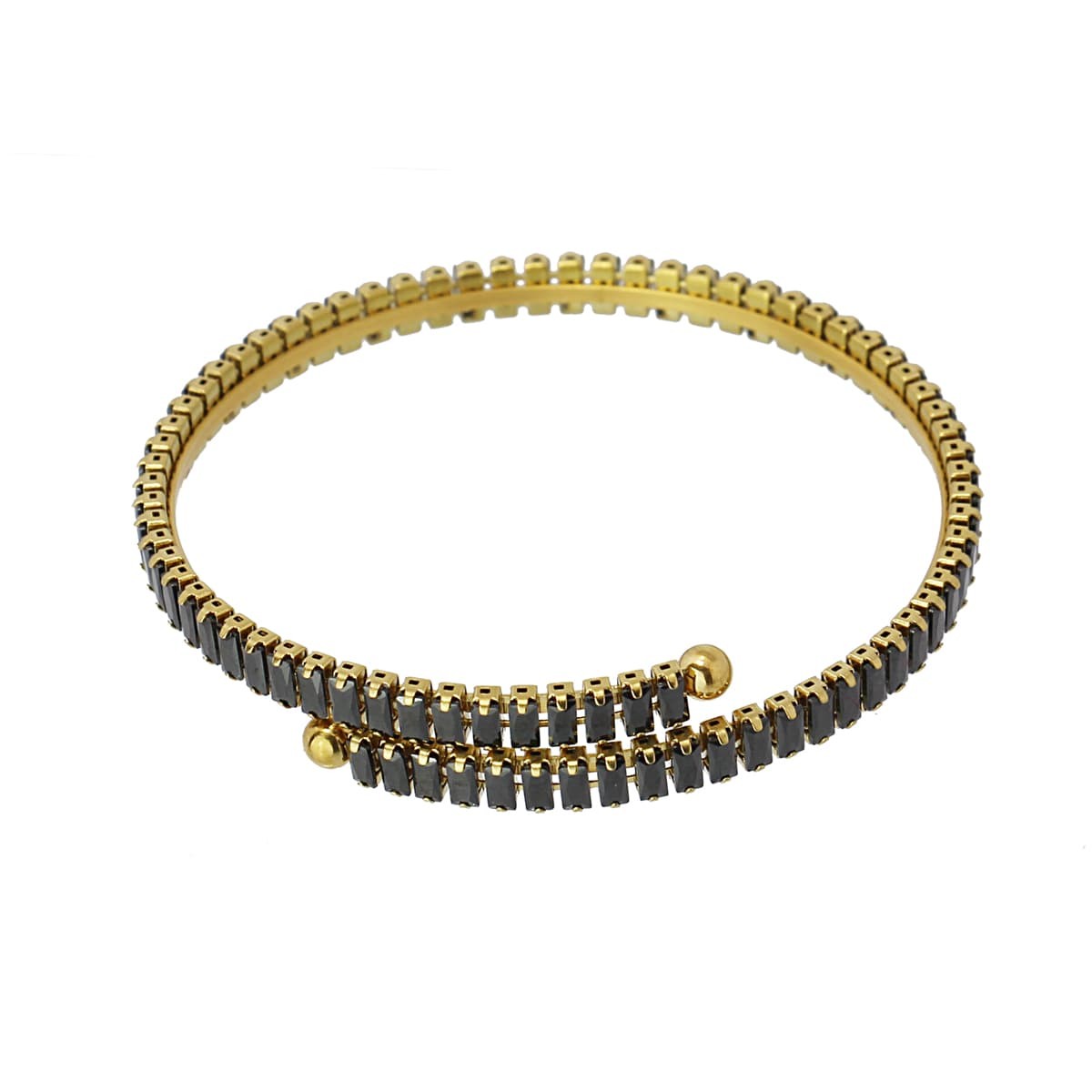 pulsera acero quirúrgico flexible riviere circonitas talla baguette negro