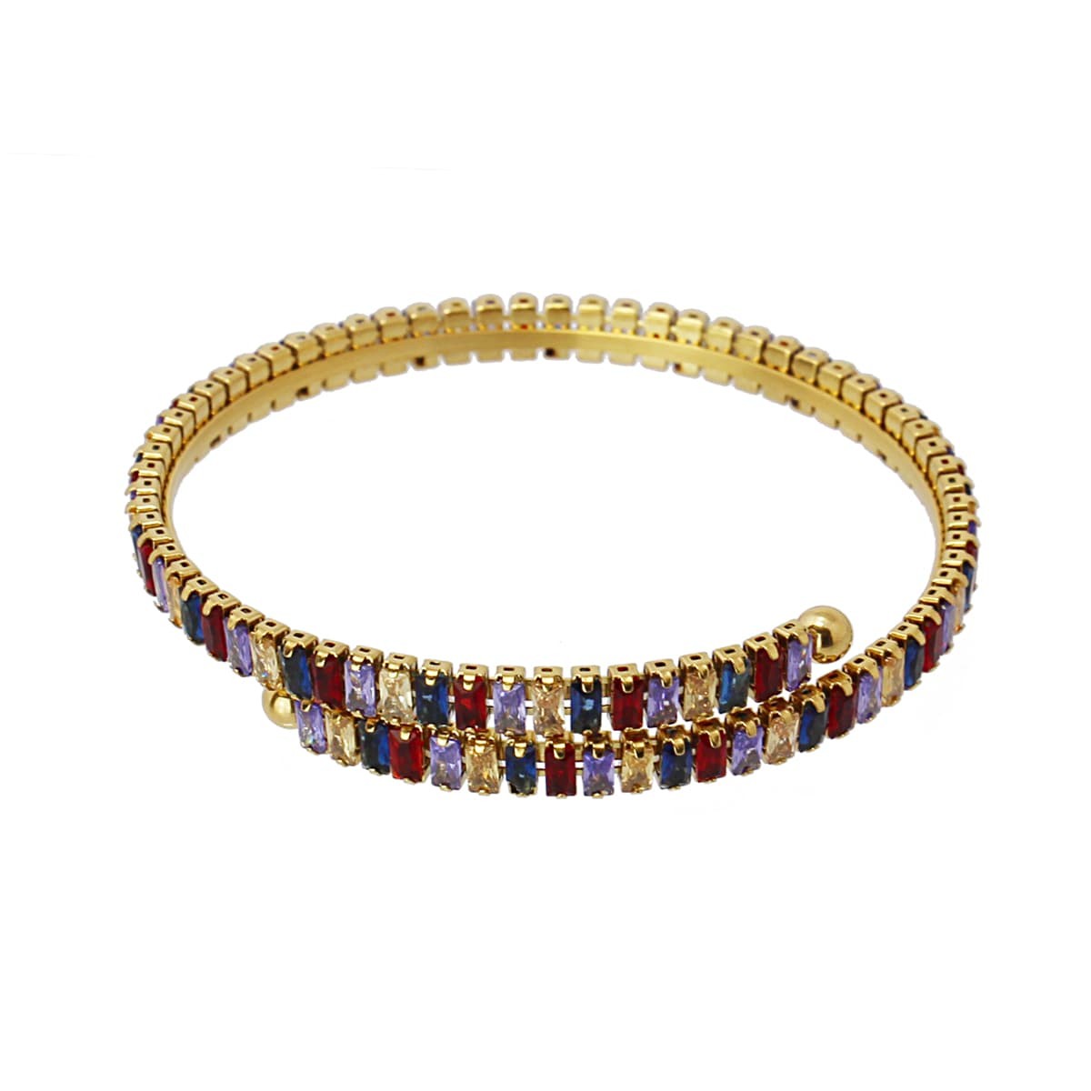 pulsera acero quirúrgico flexible riviere circonitas talla baguette color