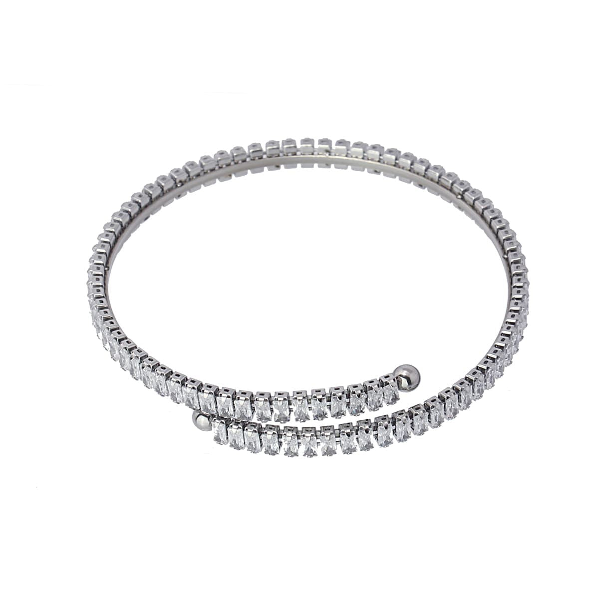 pulsera acero quirúrgico flexible riviere circonitas talla baguette blanco
