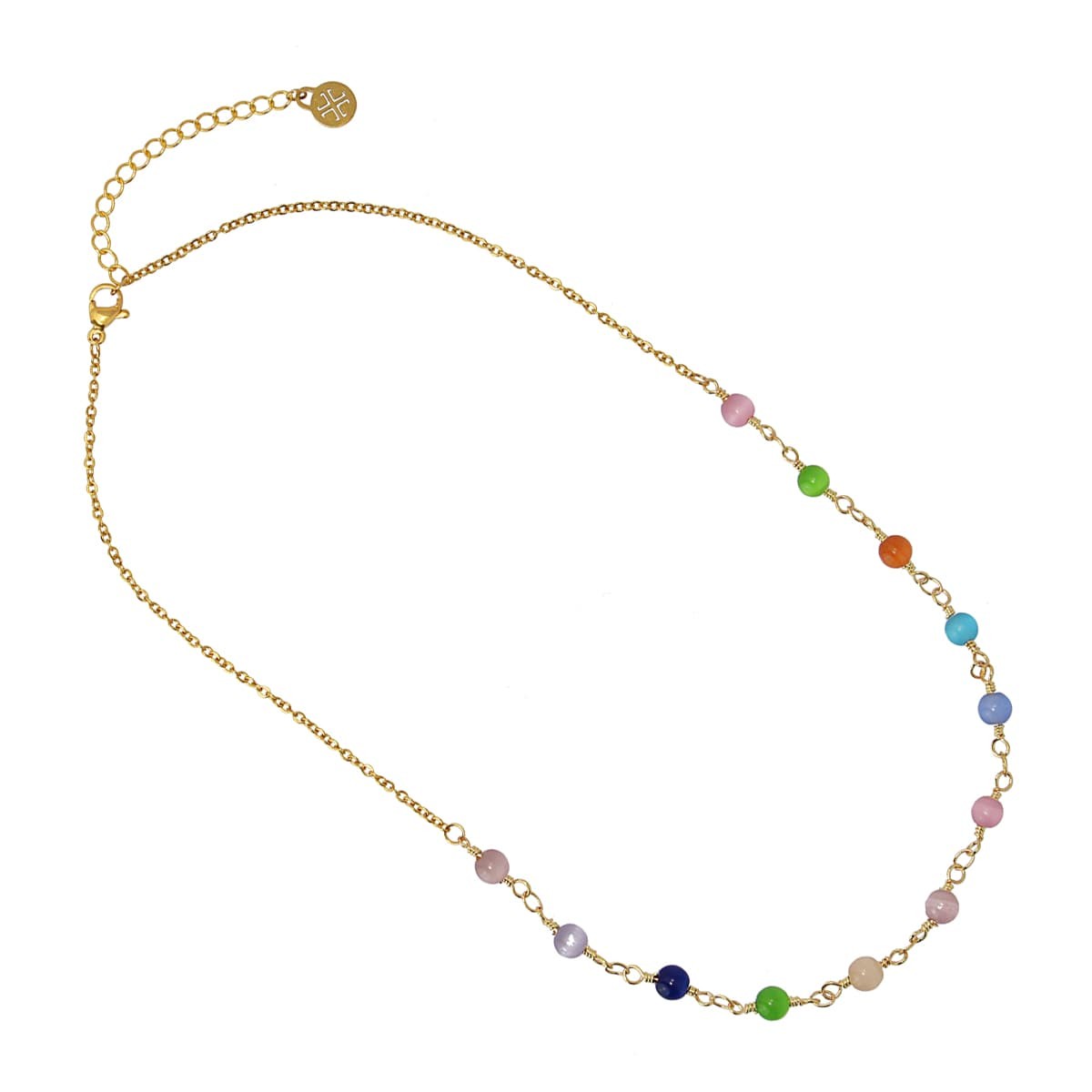 collar acero cuentas bolitas cristal color anartxy