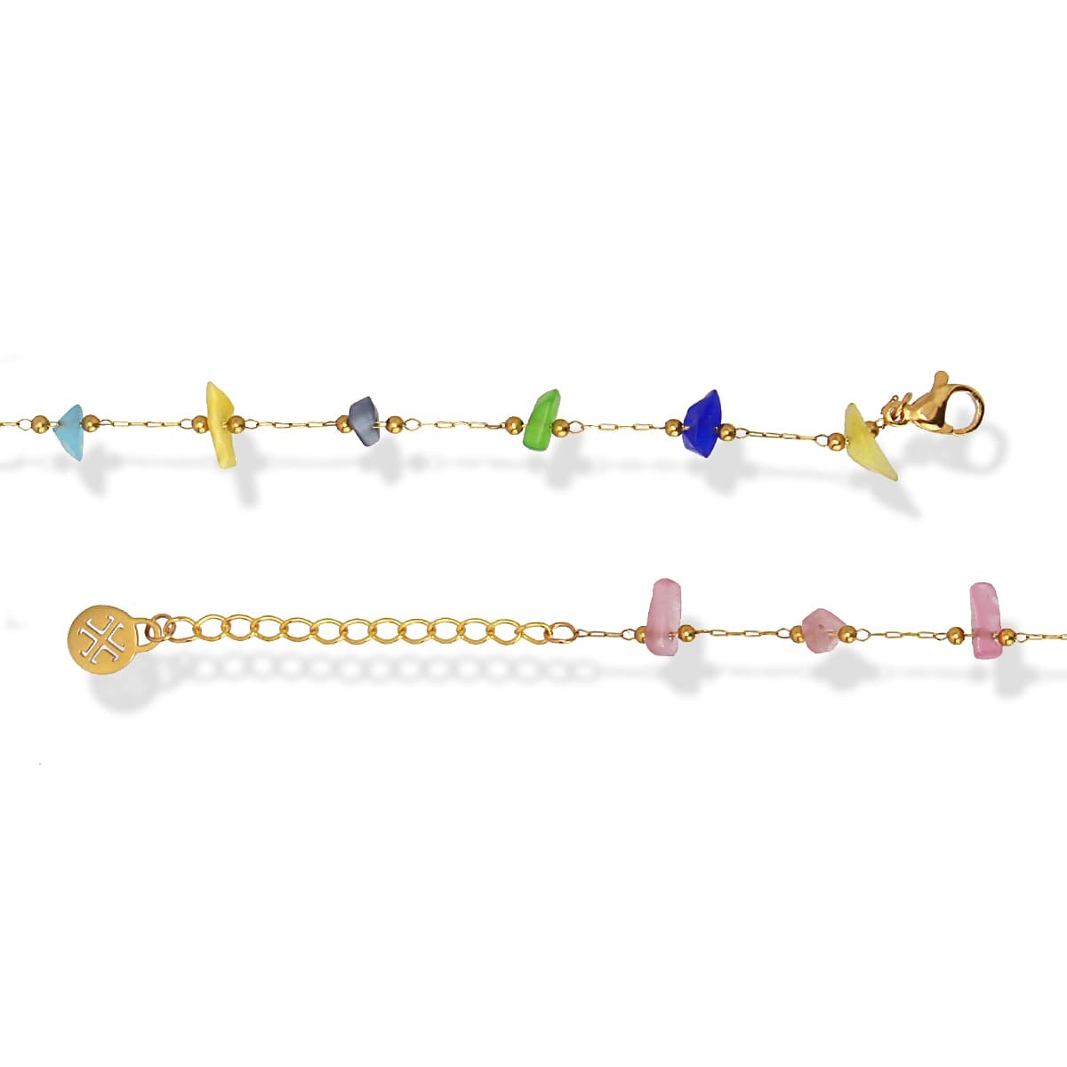pulsera acero cuentas piedra natural color anartxy