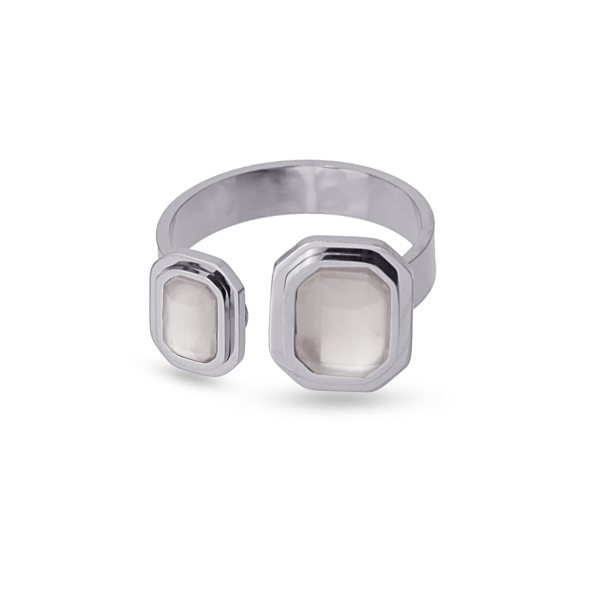 anillo  cadena eslabones acero quirúrgico plástico reciclado piedra coloreada gris