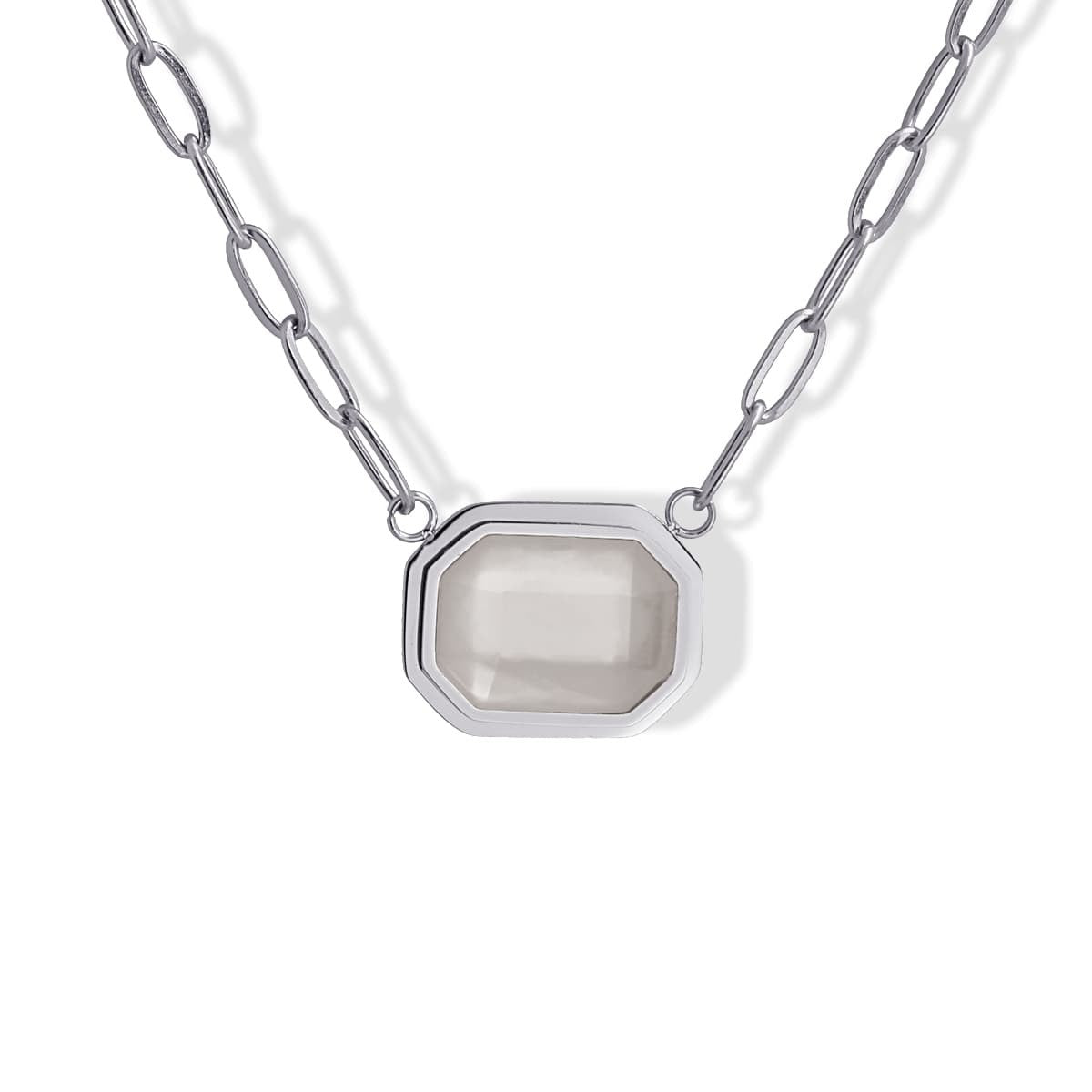 collar cadena eslabones acero quirúrgico plástico reciclado piedra coloreada gris anartxy