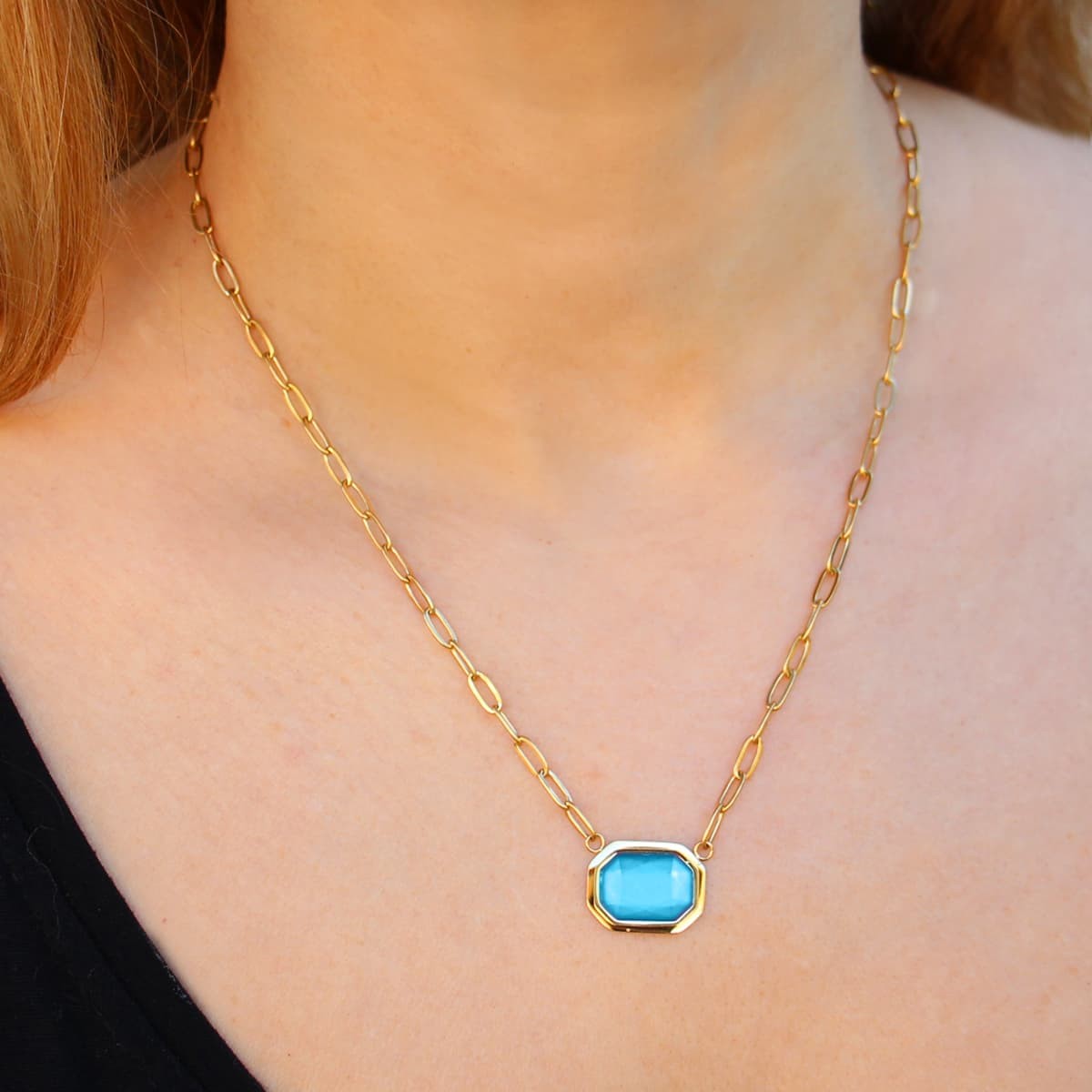 Collar piedra color BCO467 azul