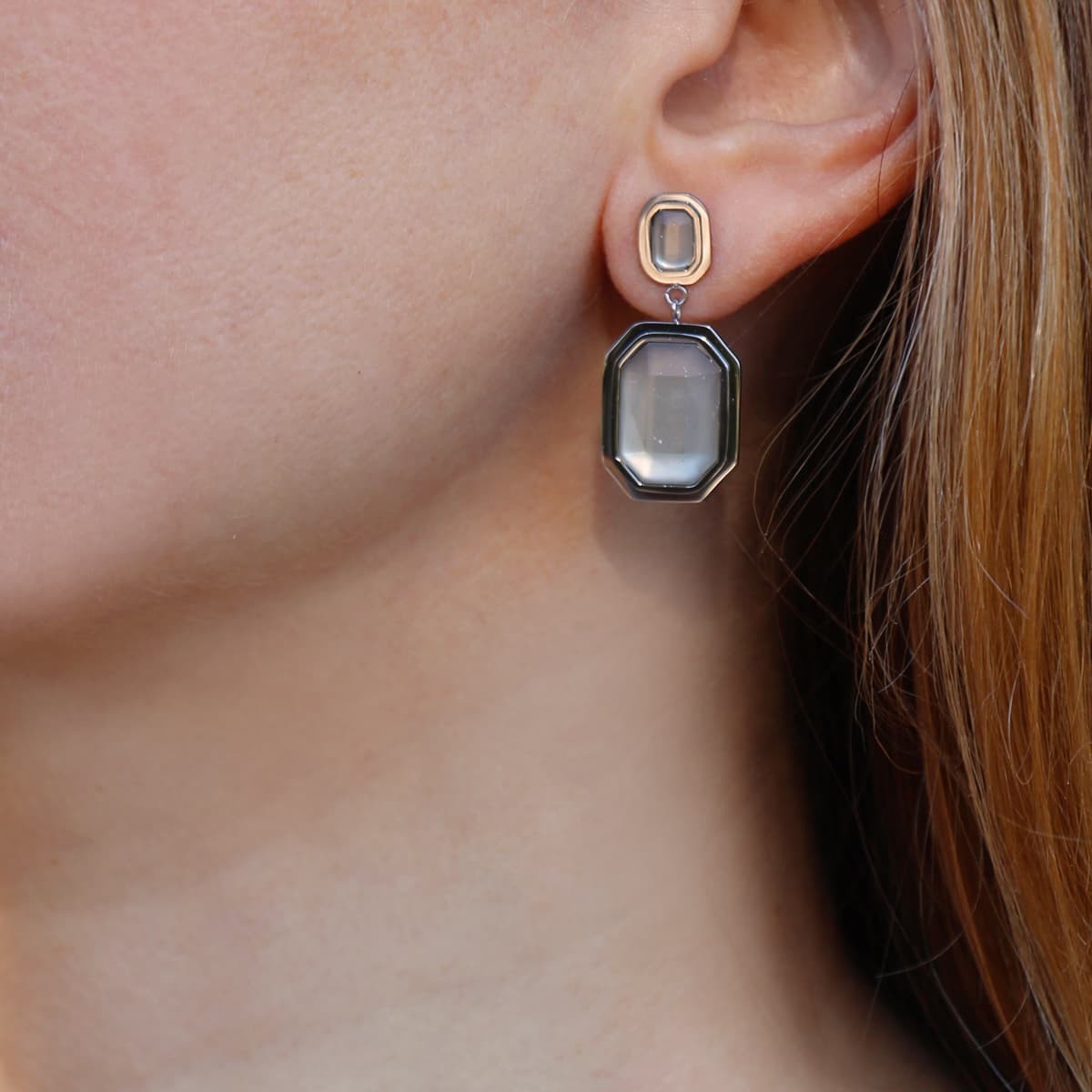 Pendientes piedras color CPE170 gris