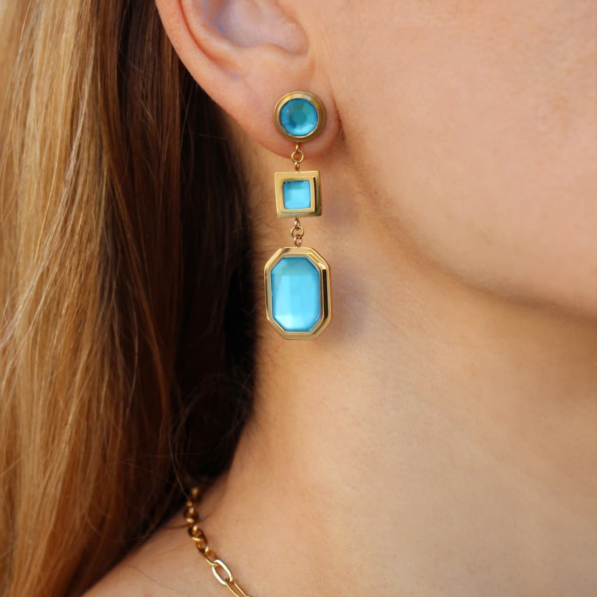 Pendientes piedras color CPE169 azul