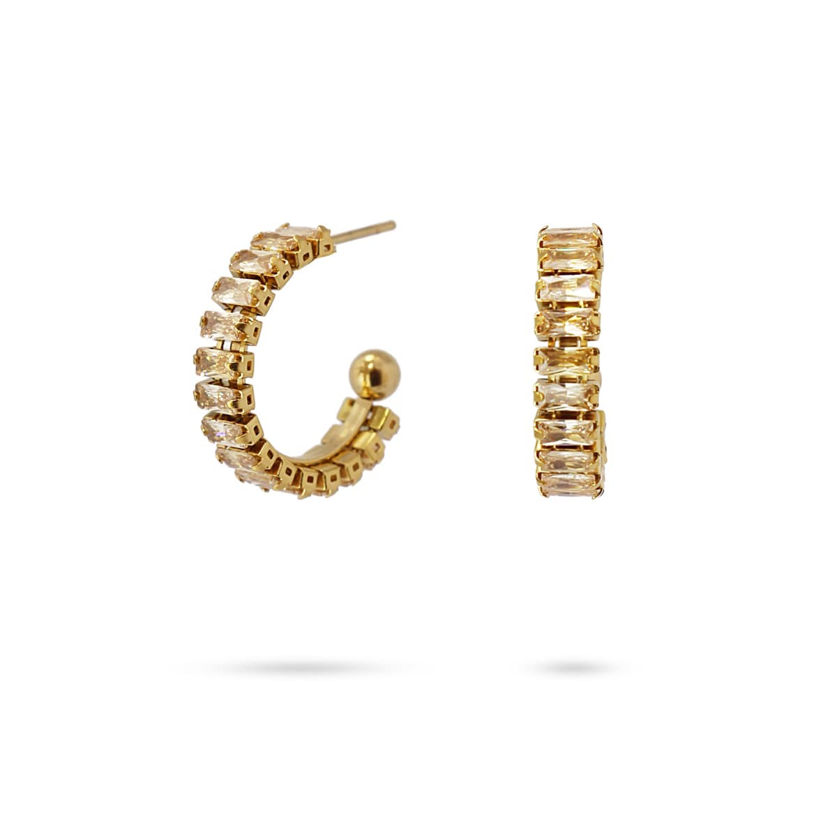 aros pequeños acero circonitas baguette anartxy champagne