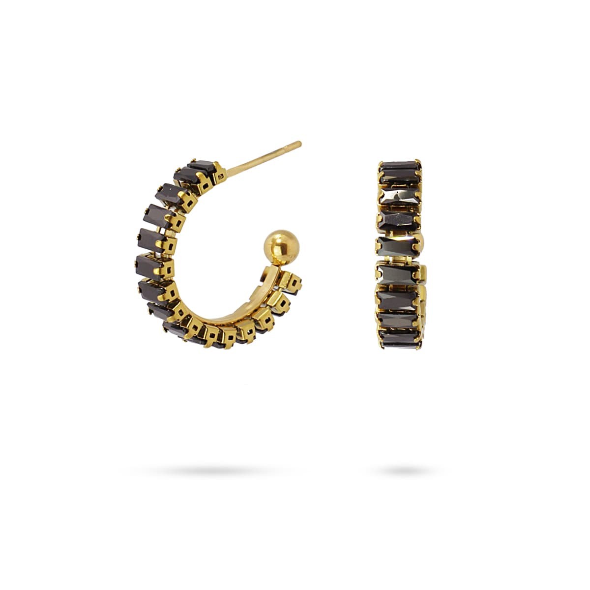 aros pequeños acero circonitas baguette anartxy negro