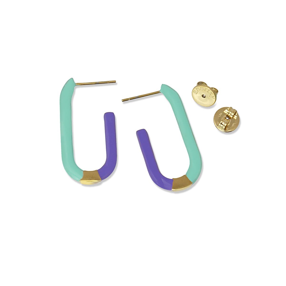 pendientes aros gancho acero bicolor anartxy turquesa