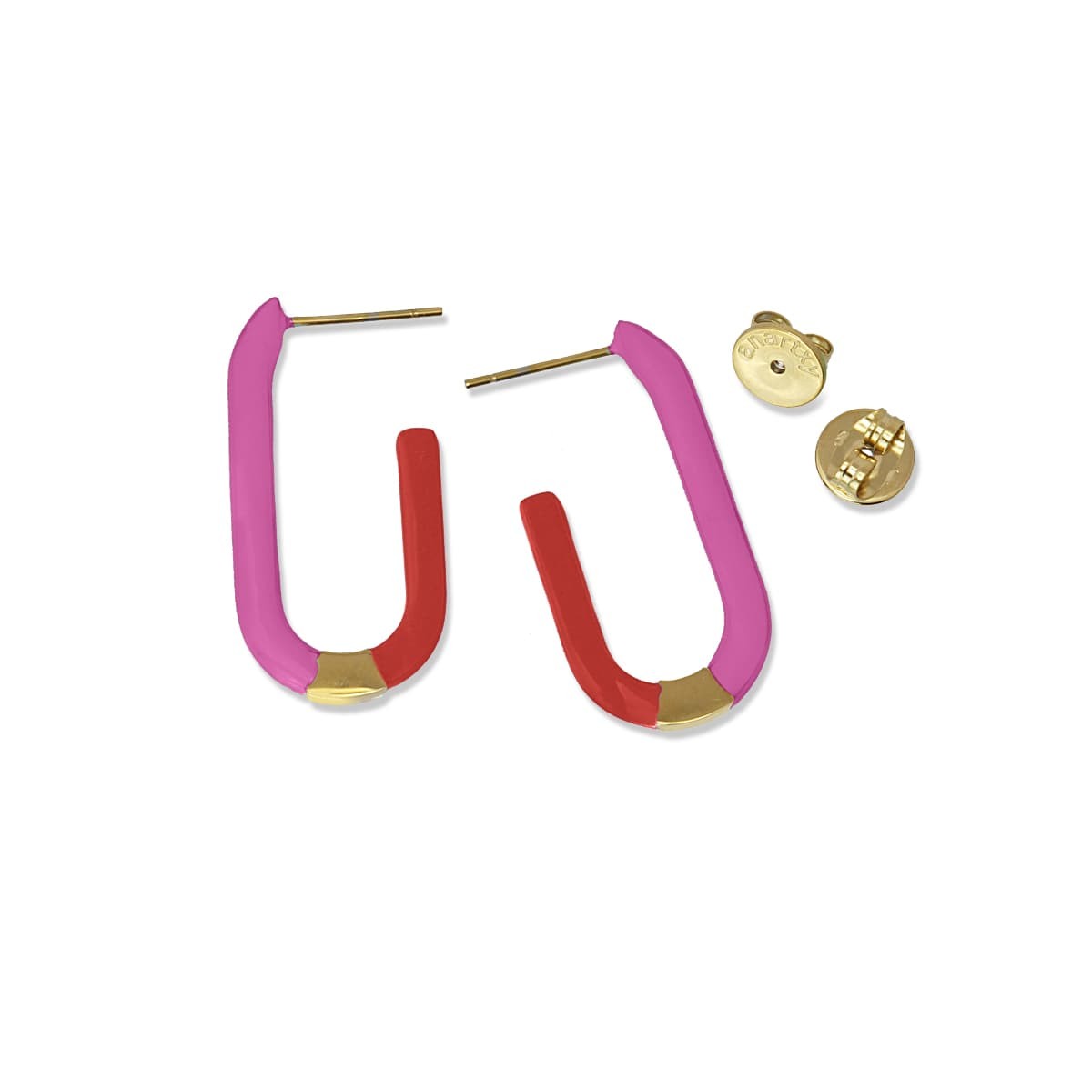 pendientes aros gancho acero bicolor fucsia