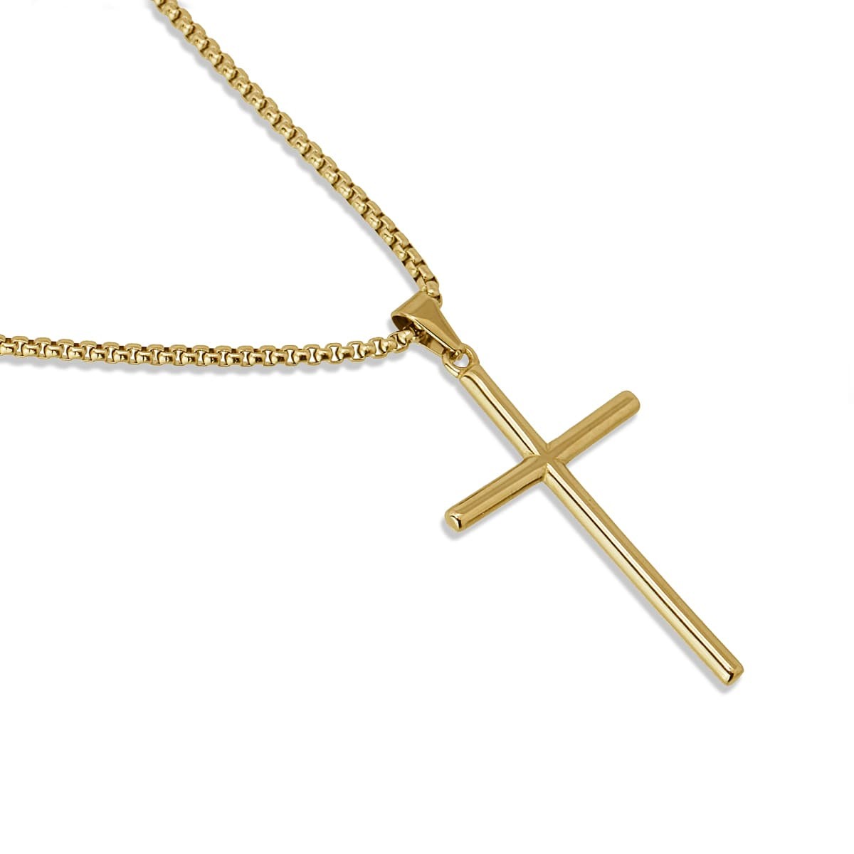collar hombre acero quirurgico cadena cruz oro
