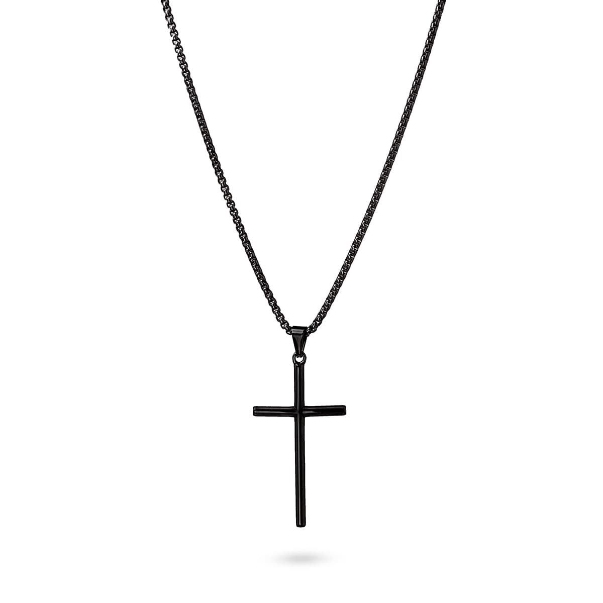 collar hombre acero quirurgico cadena cruz anartxy negro