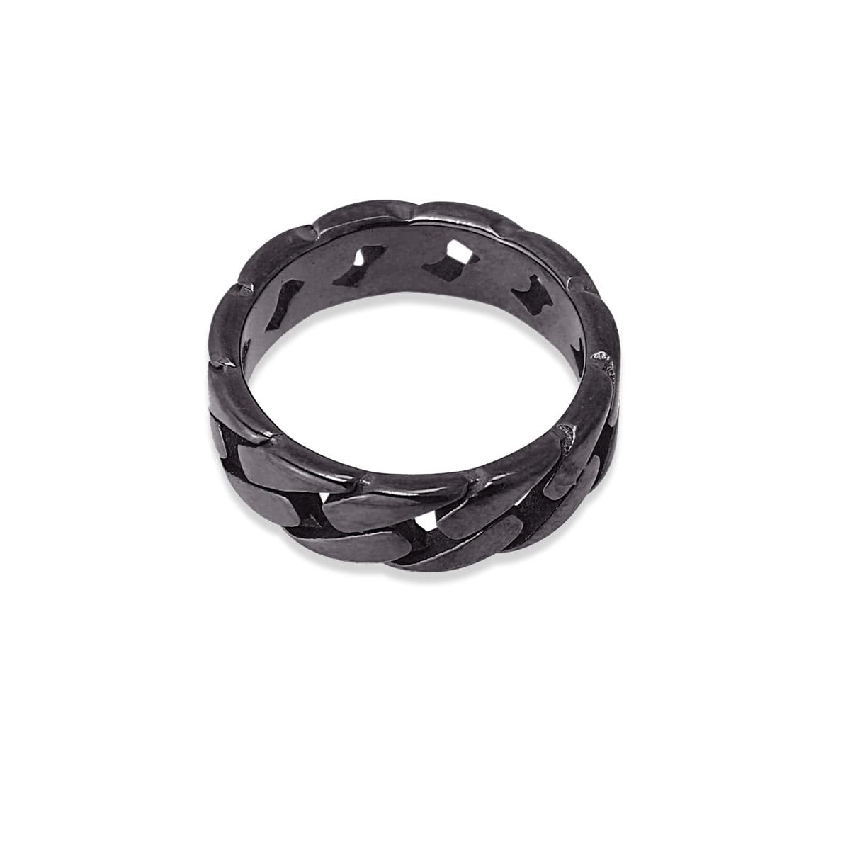 anillo hombre acero quirúrgico eslabones  negro