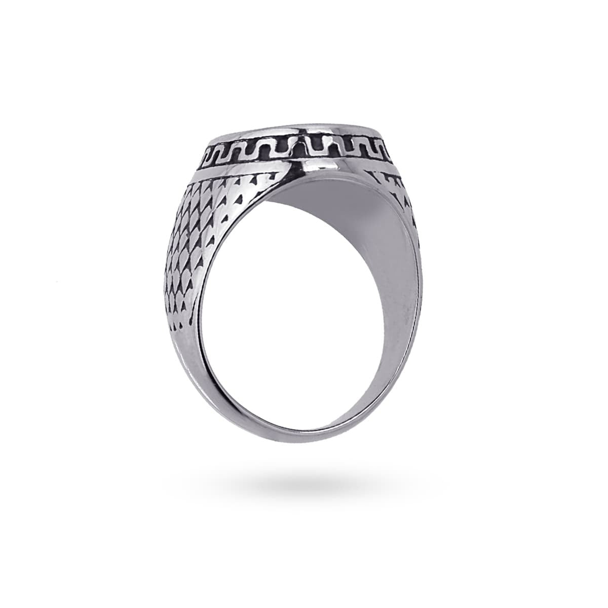 anillo hombre acero sello cruz plata