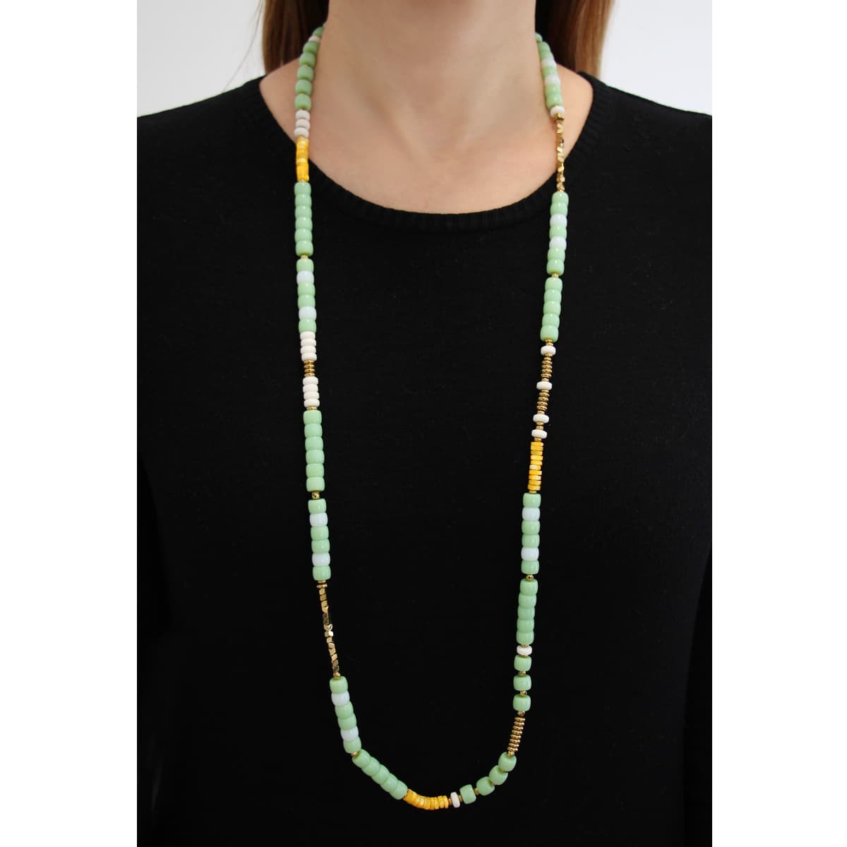 Collar largo color BCO455 turquesa