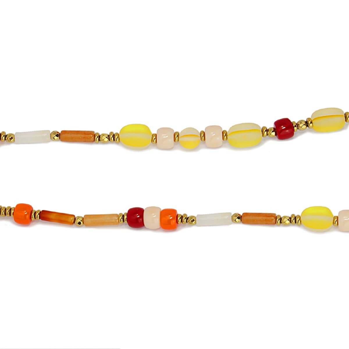 collar largo acero cuentas cristal color naranja