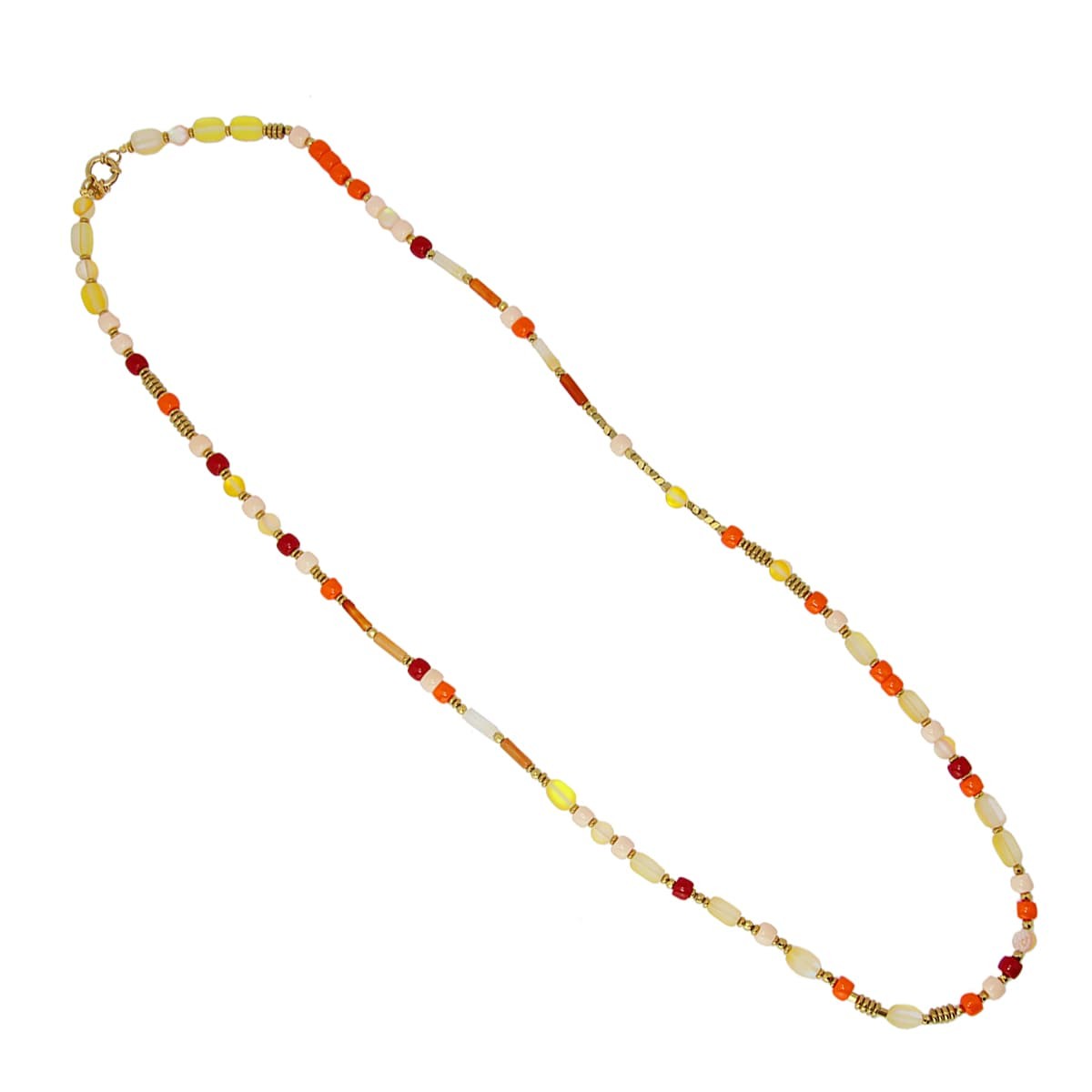 collar largo acero cuentas cristal color anartxy bco455 anaranja