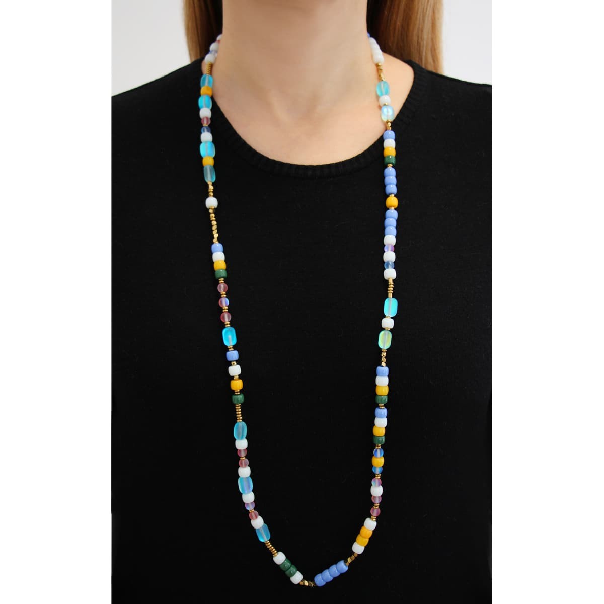 Collar largo color BCO455 azul claro