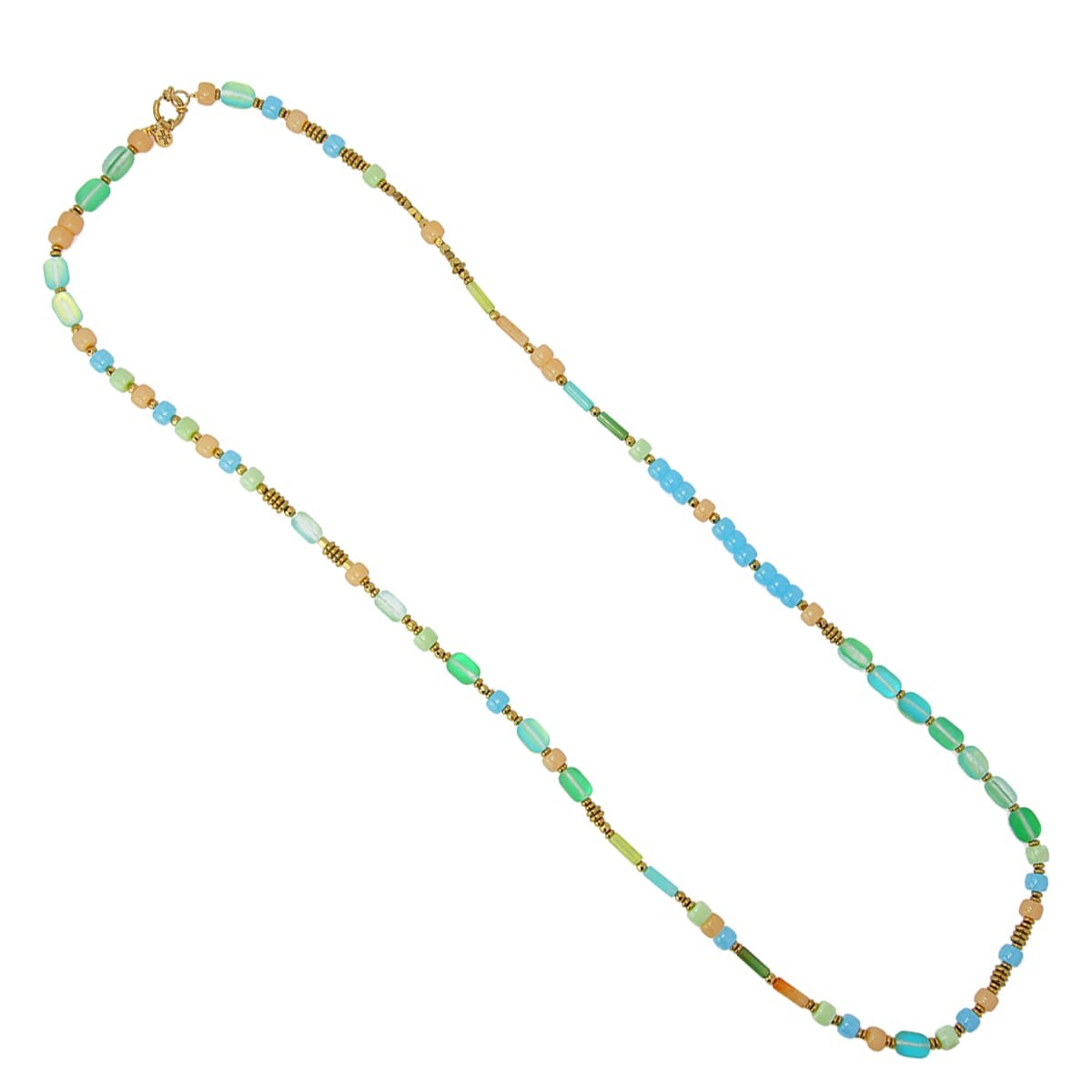 collar largo acero cuentas cristal color anartxy verde bco455