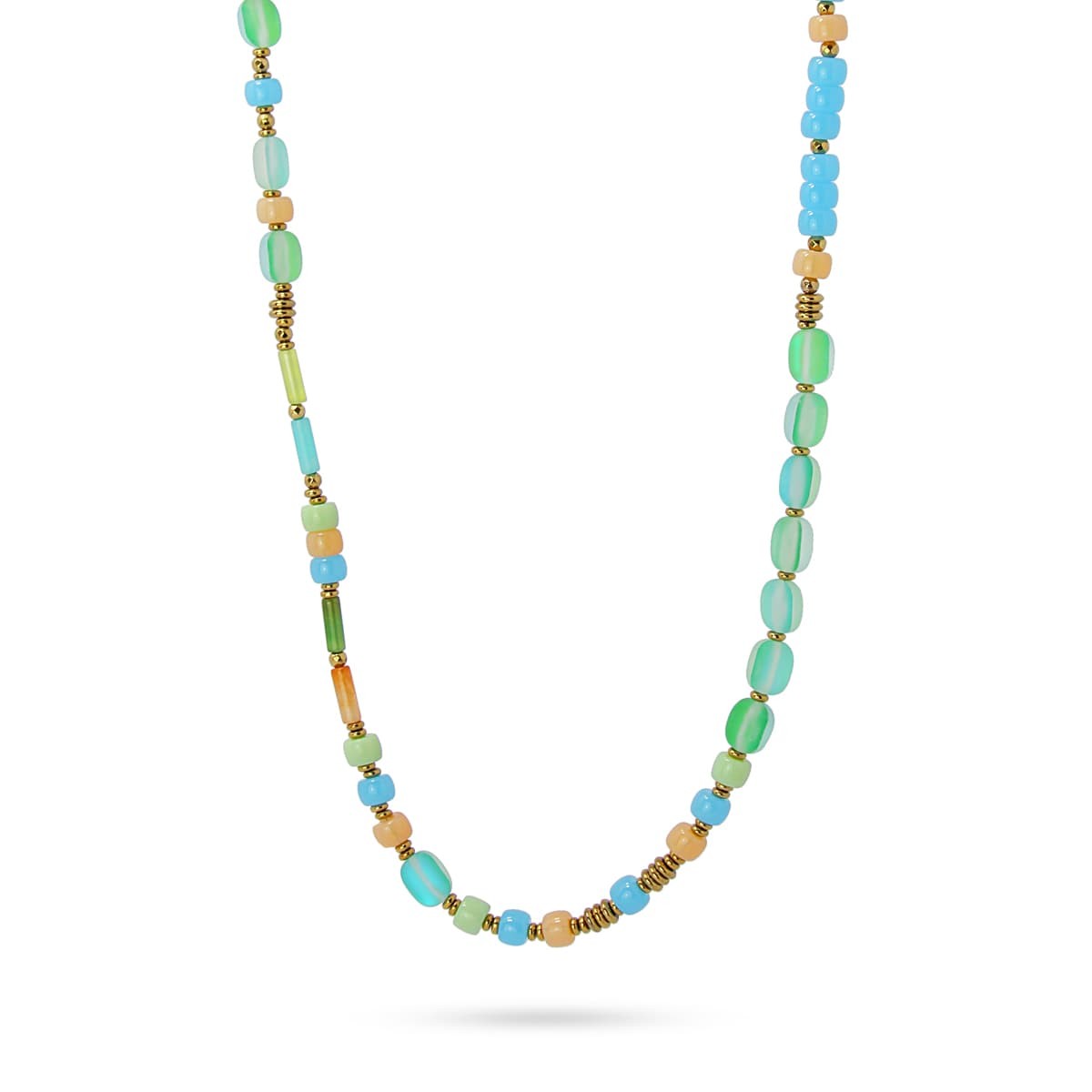 collar largo acero cuentas cristal color anartxy verde