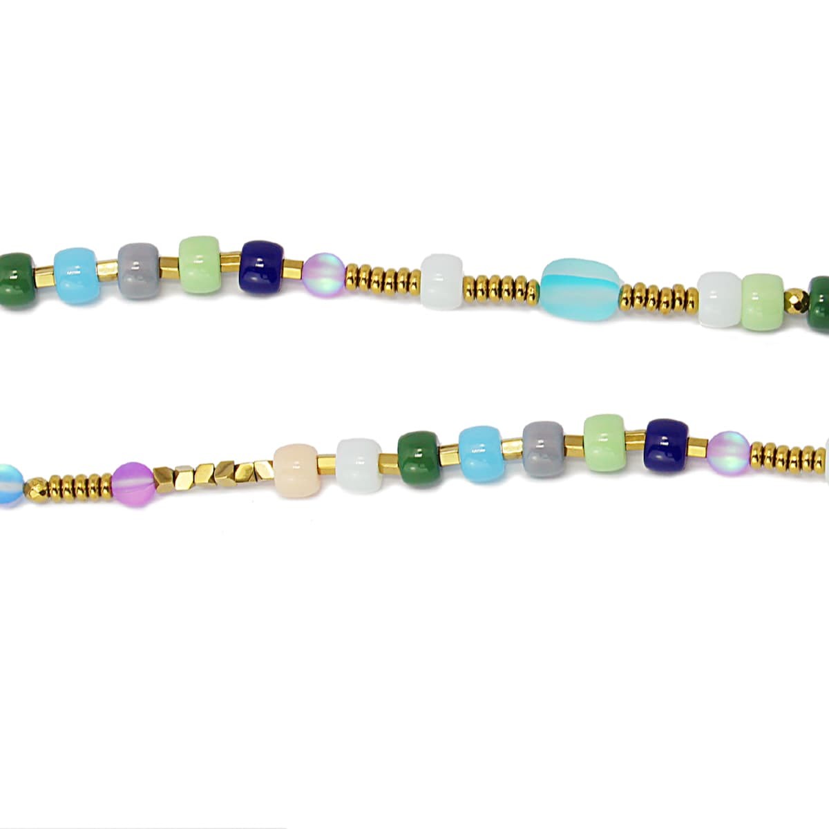 collar largo acero cuentas cristal color