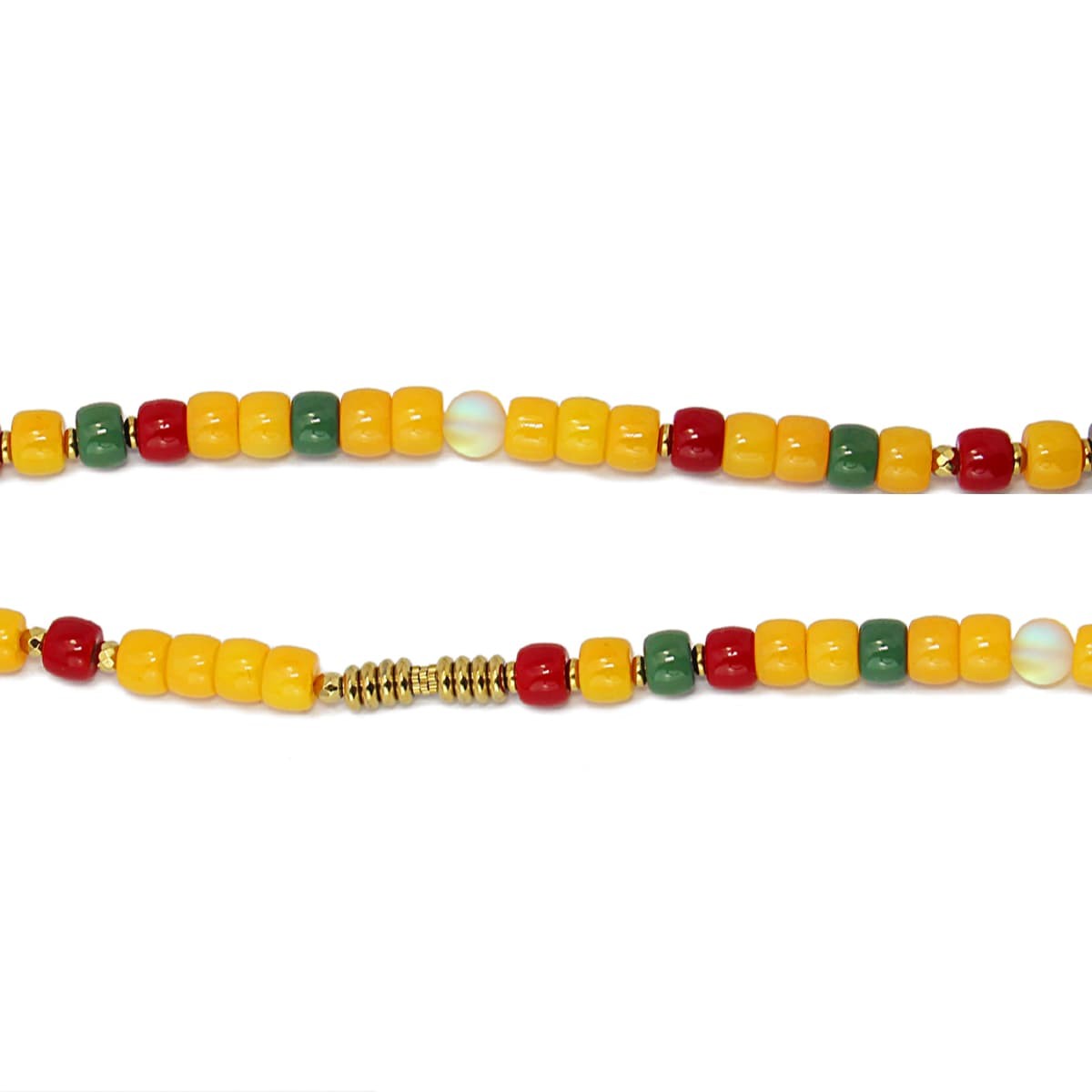 collar largo acero cuentas cristal color amarillo