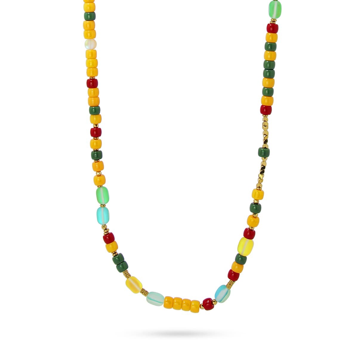 collar largo acero cuentas cristal color anartxy amarillo