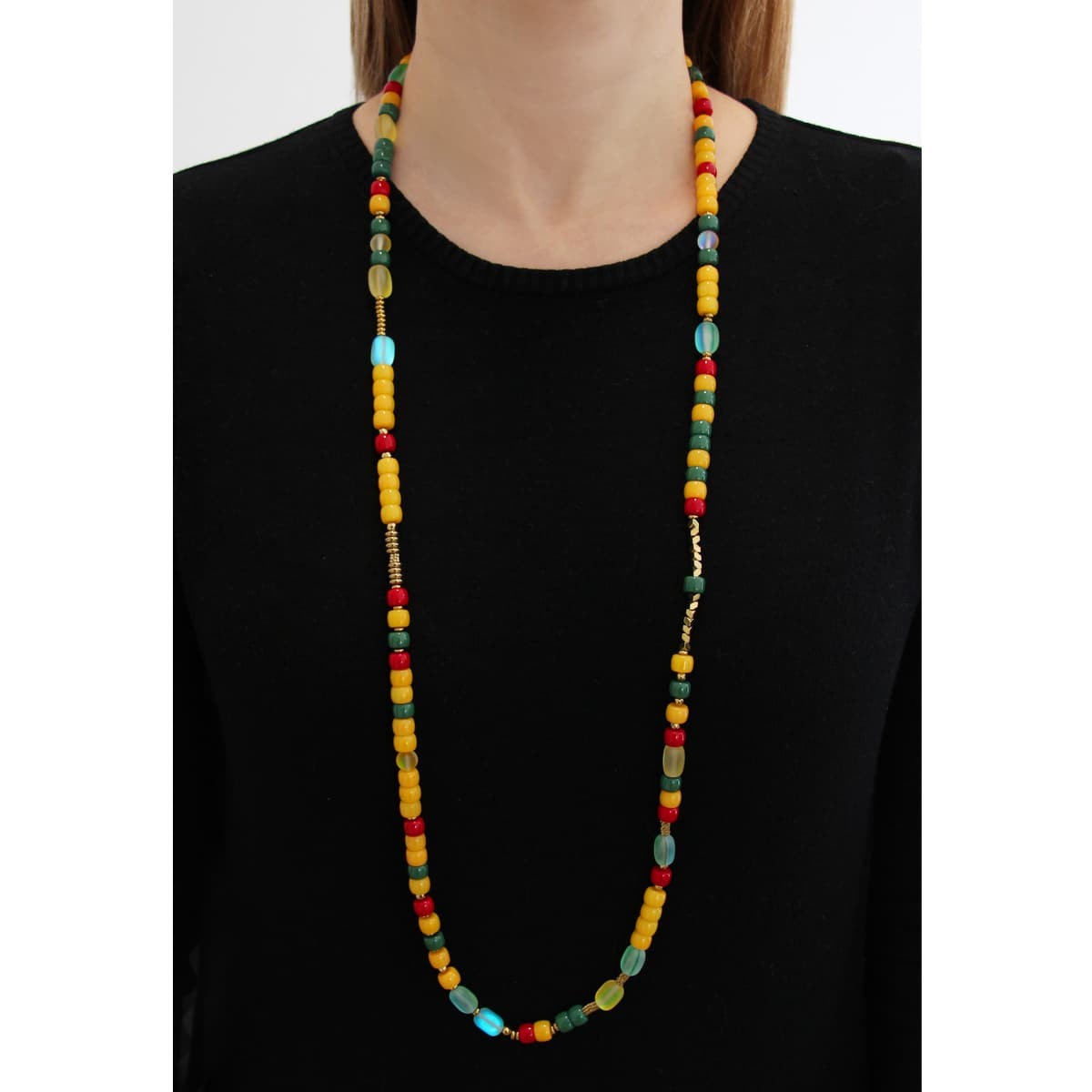 Collar largo color BCO455 amarillo