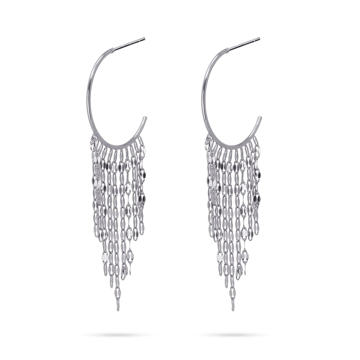 pendientes aros 25mm acero cortina cadenas