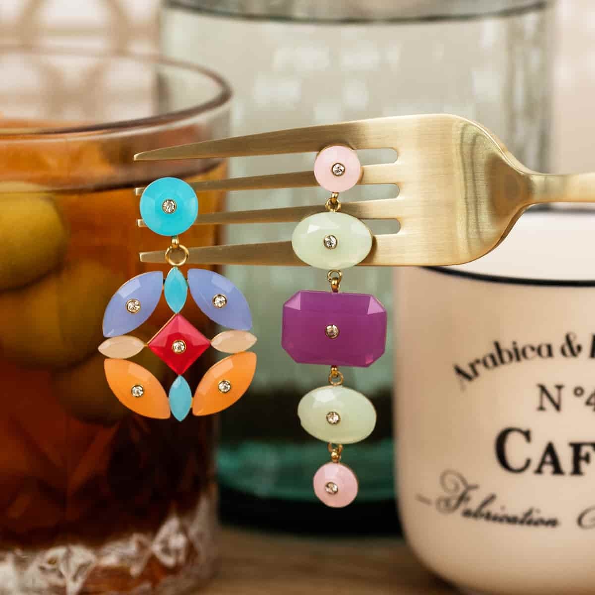 Pendientes piedras color CPE076