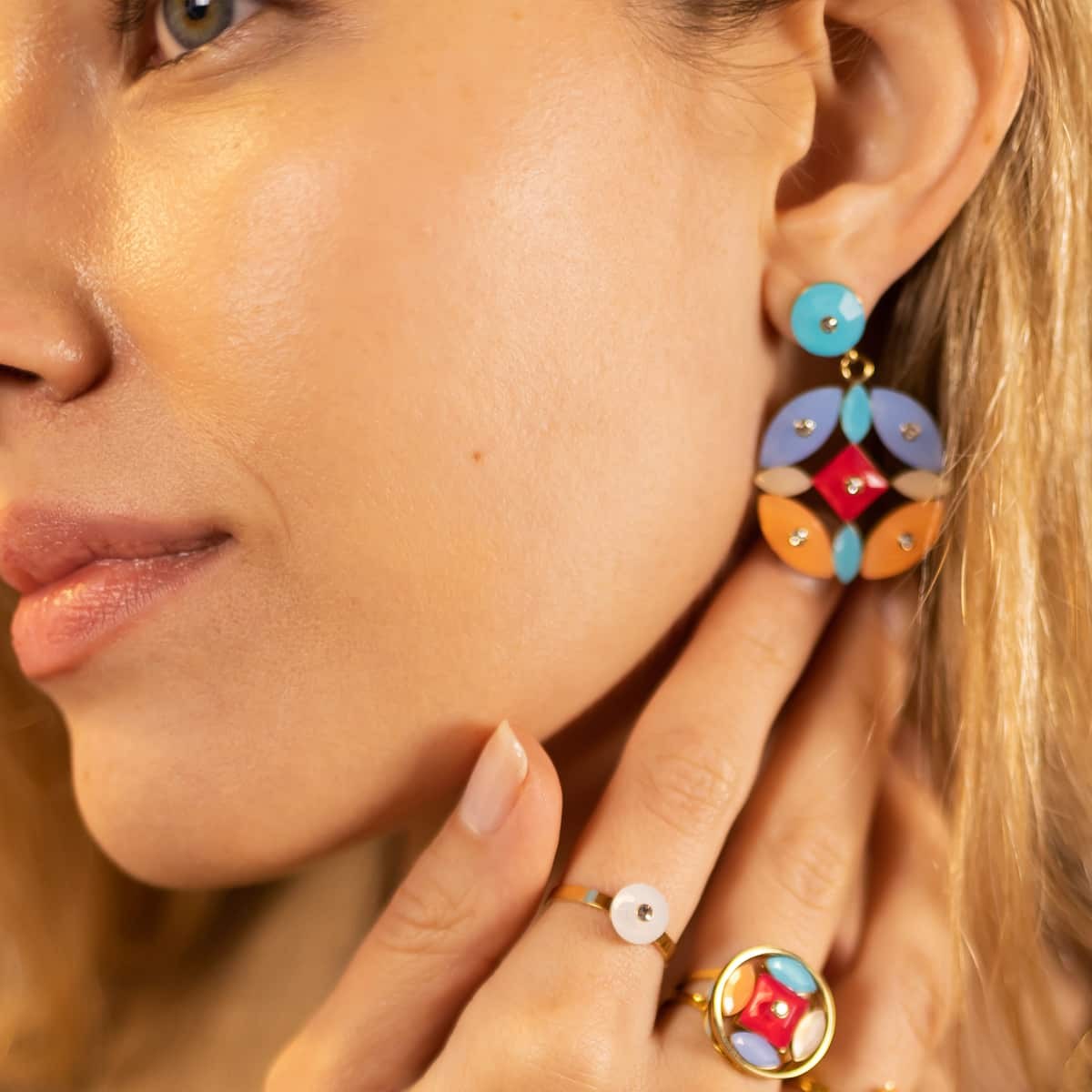 Pendientes piedras color CPE076 b