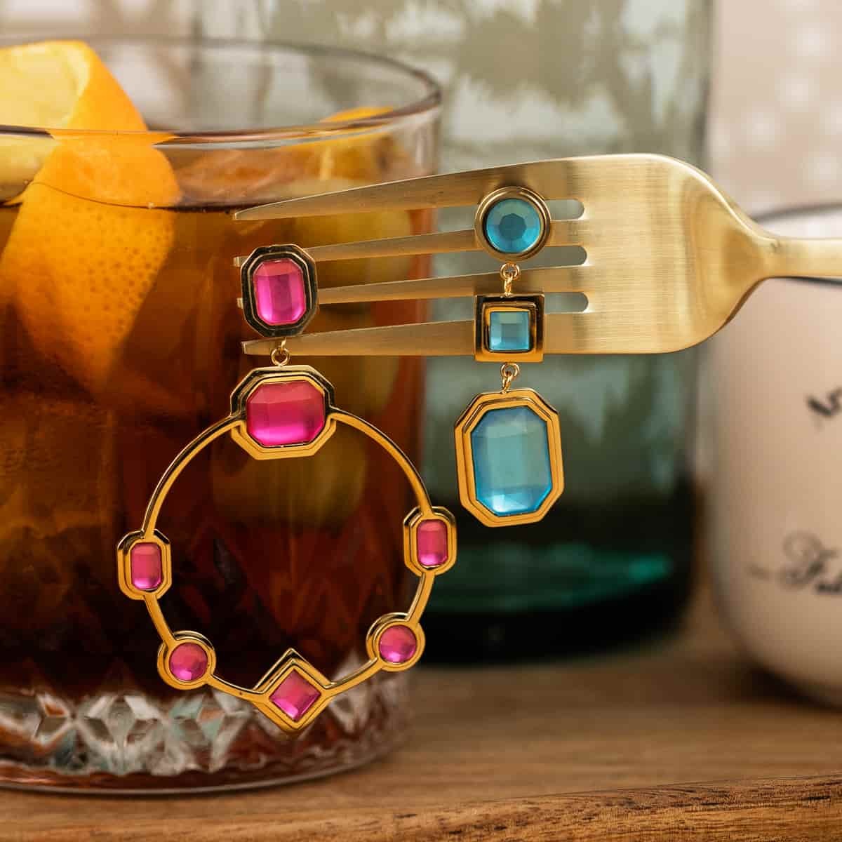 Pendientes piedras color CPE169