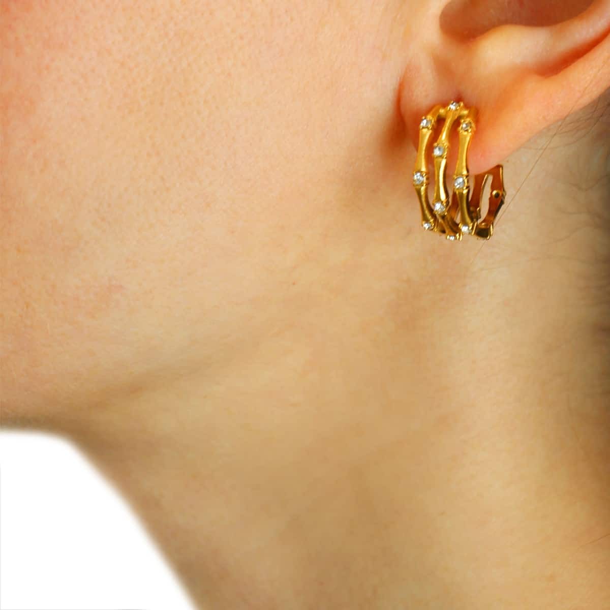 Aros bambú circonitas oro plata acero CPE211 anartxy