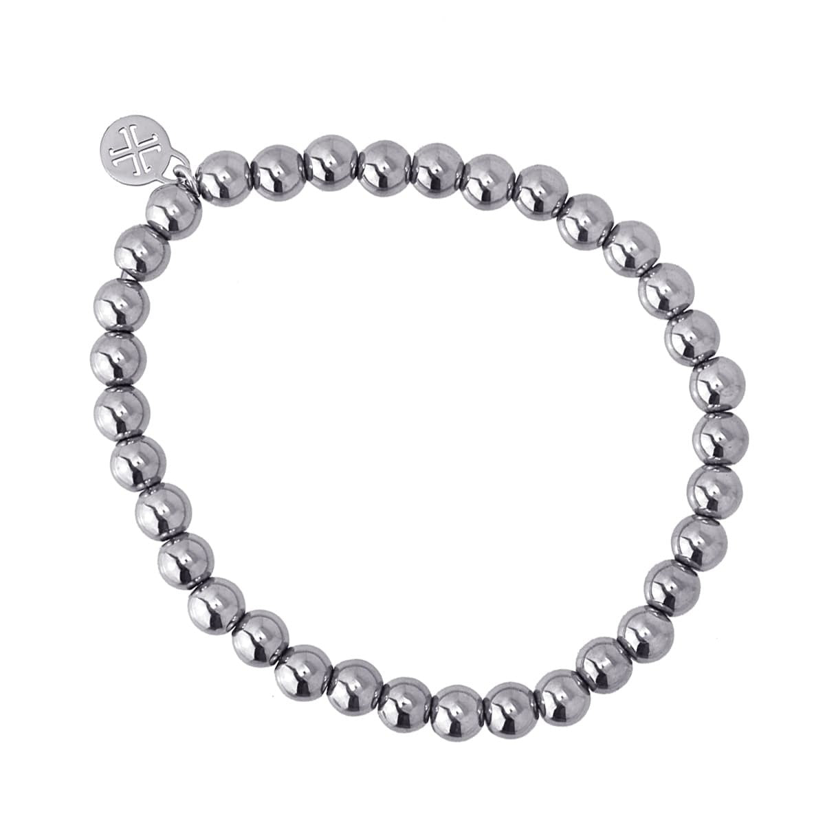 Pulsera bolitas BPU619 elástica hematita plata