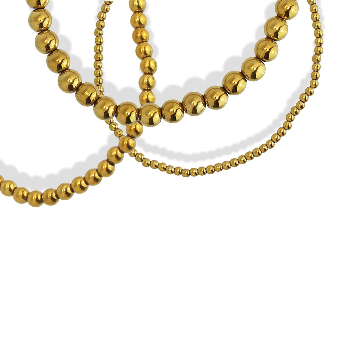 Pulsera bolitas BPU619 oro elástica hematita anartxy
