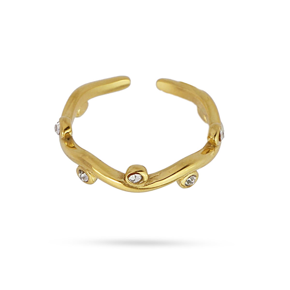 Anillo circonitas dorado