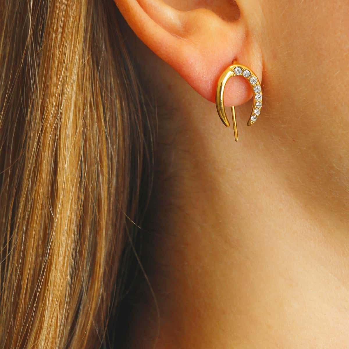 Pendientes herradura CPE208 dorado plateado