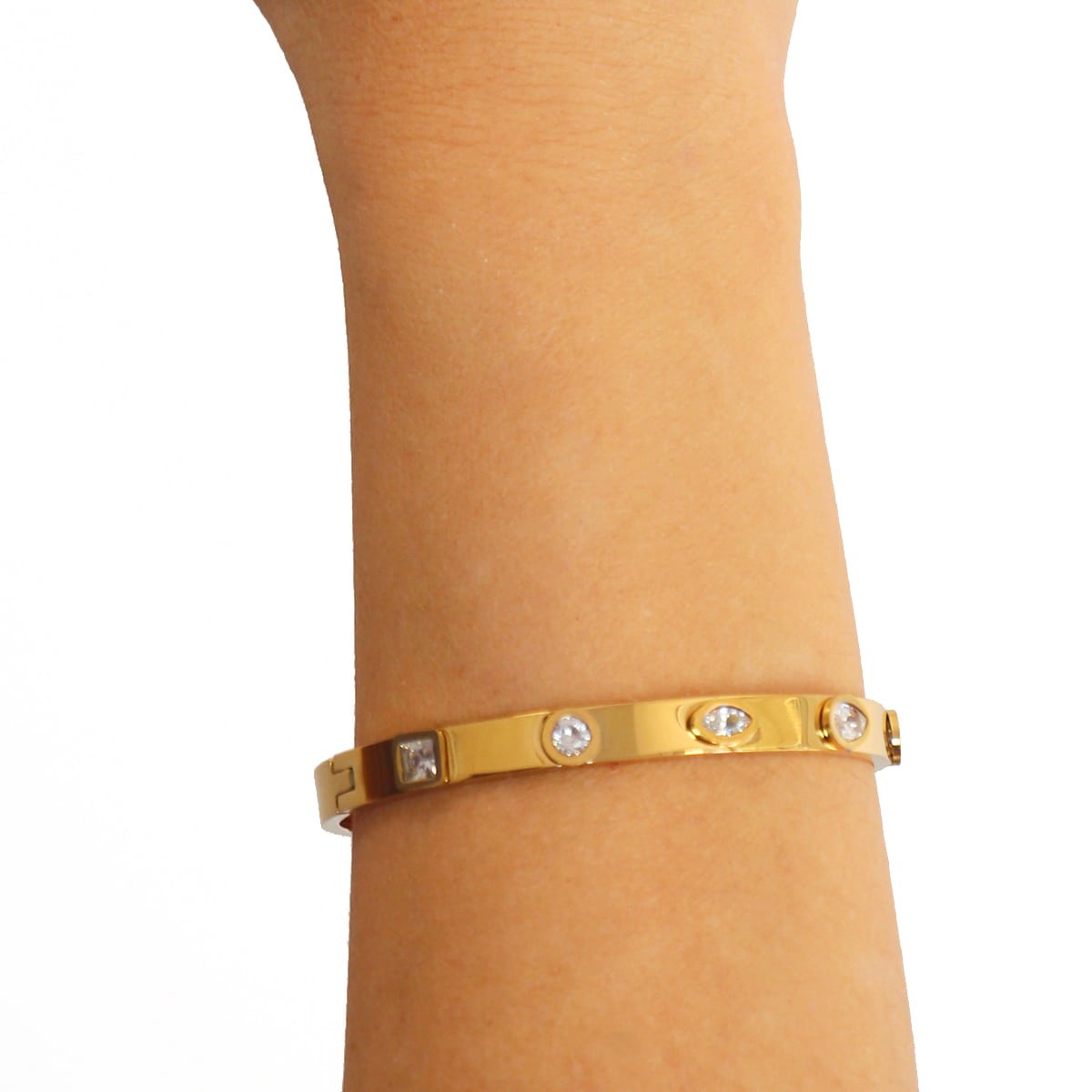 Pulsera circonitas BPU653 dorado anartxy plateado acero