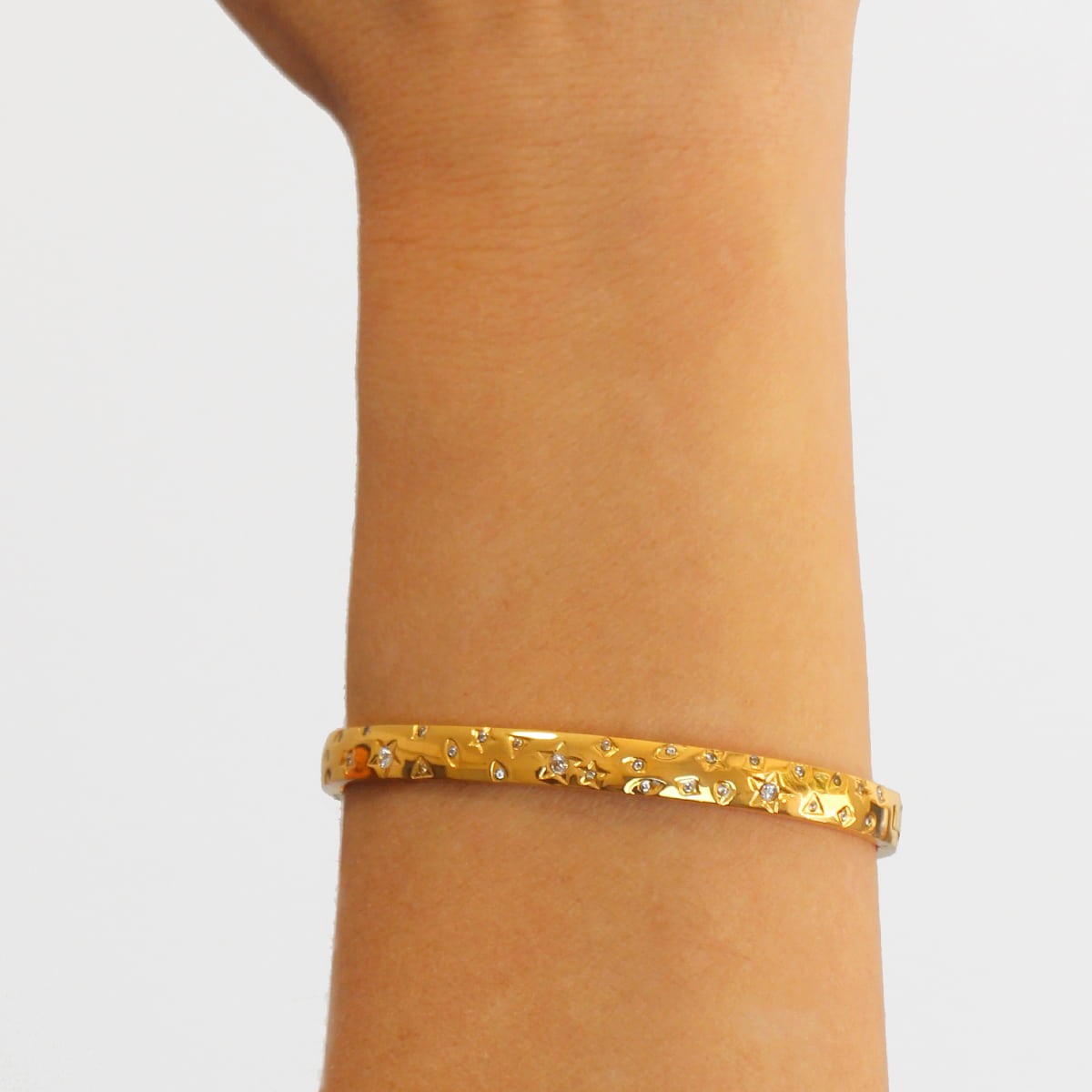 Pulsera circonitas BPU651 dorado anartxy plateado acero
