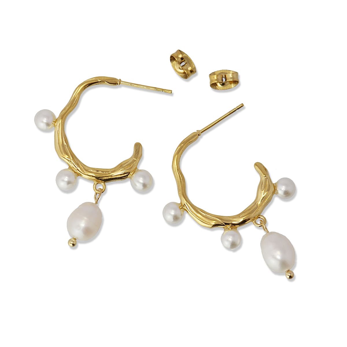 Aros perlas CPE201 dorado anartxy