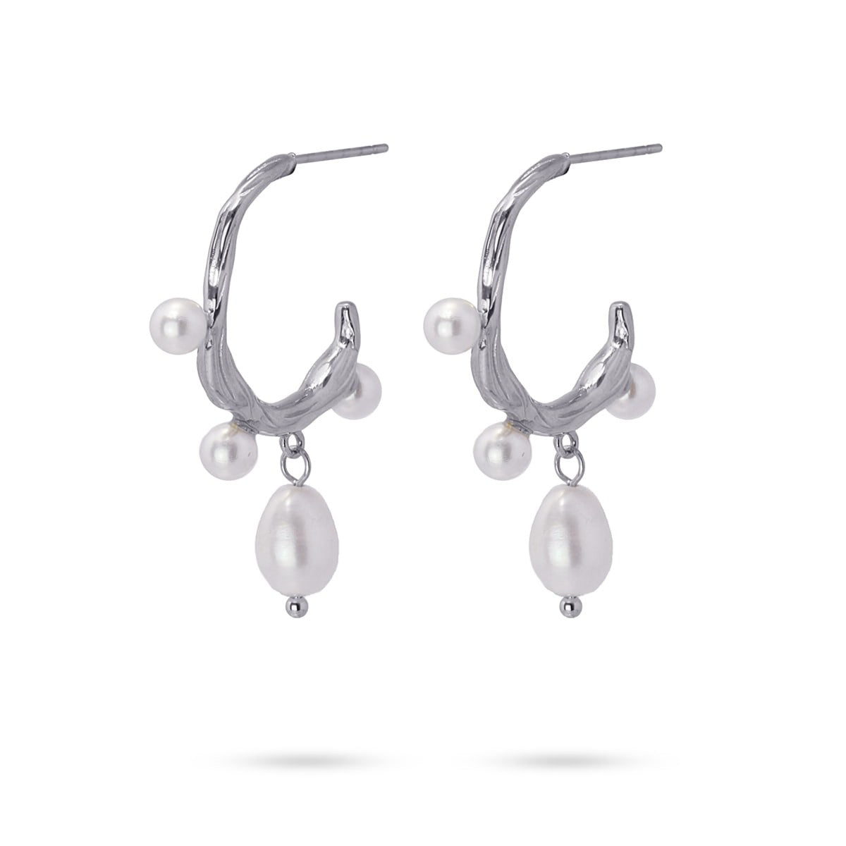 Aros perlas CPE201 plateado acero