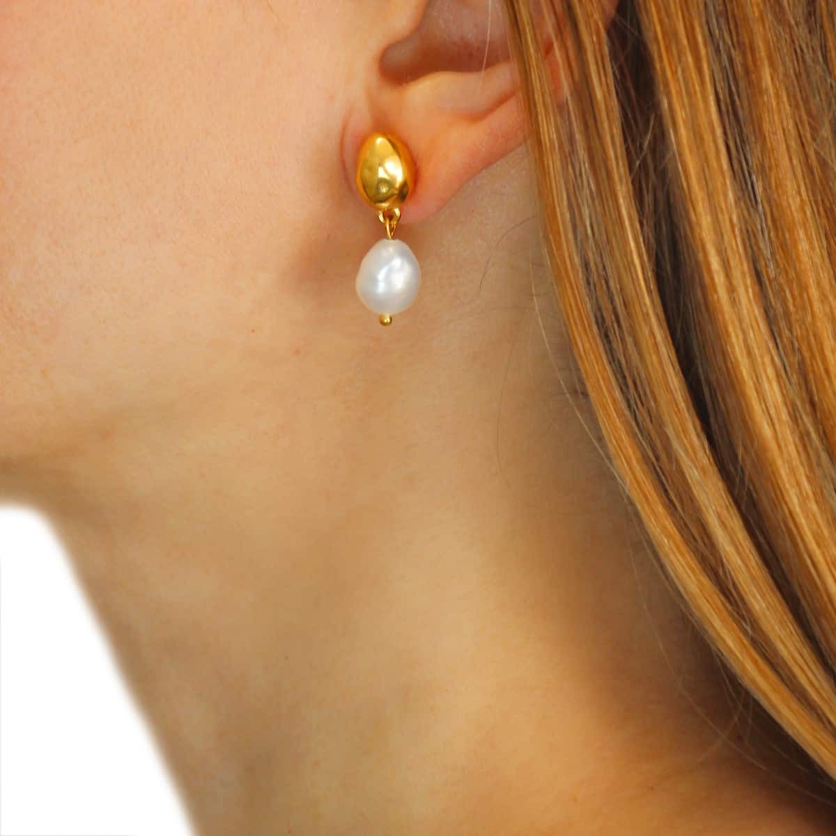 Pendientes perlas CPE199 dorado anartxy plateado