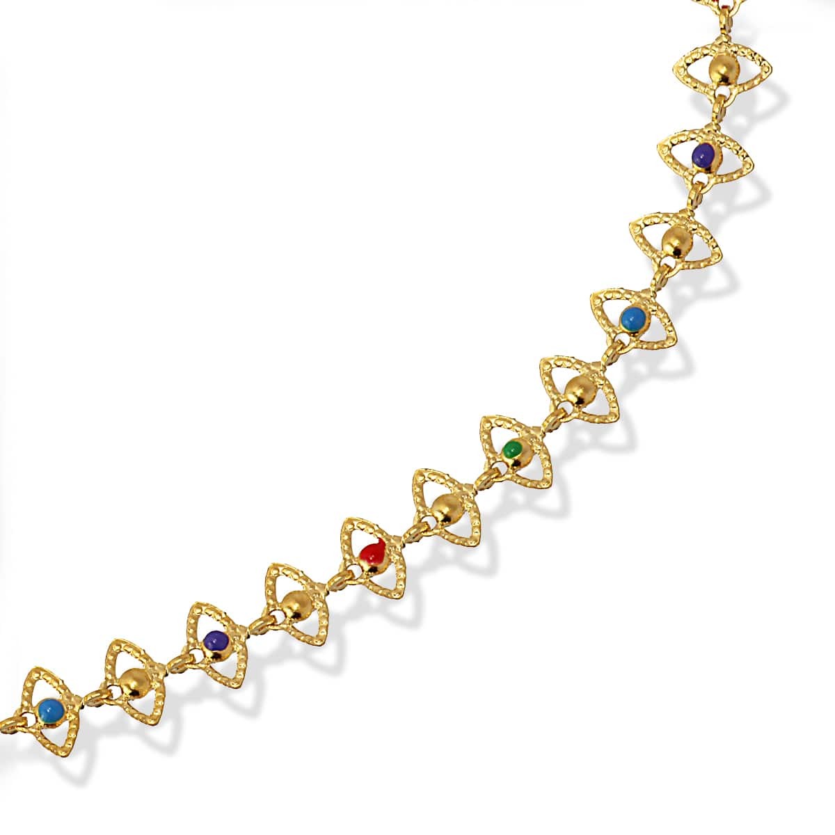 collar corto acero ojos esmaltada color oro