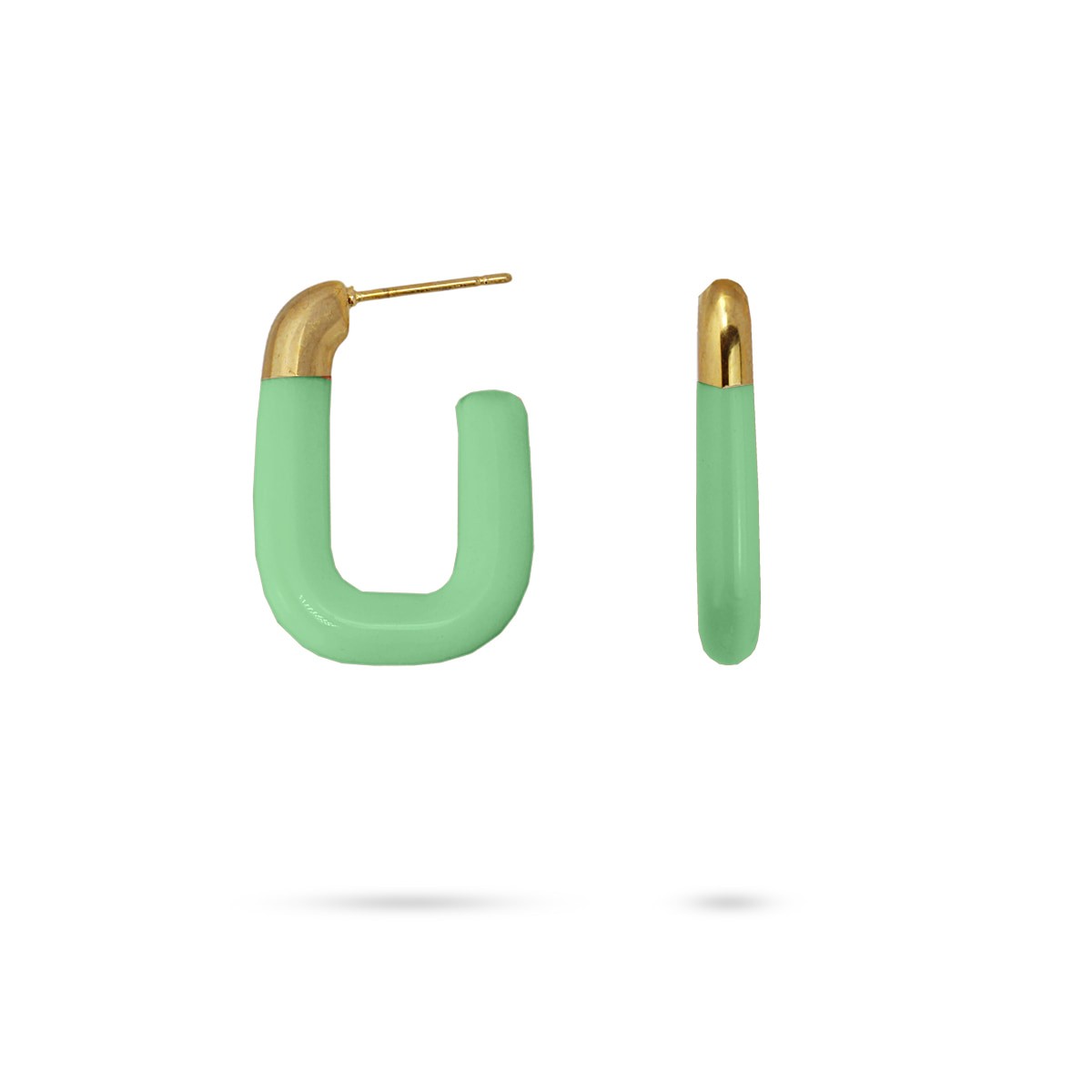 pendientes aros rectangulares acero esmalte anartxy verde