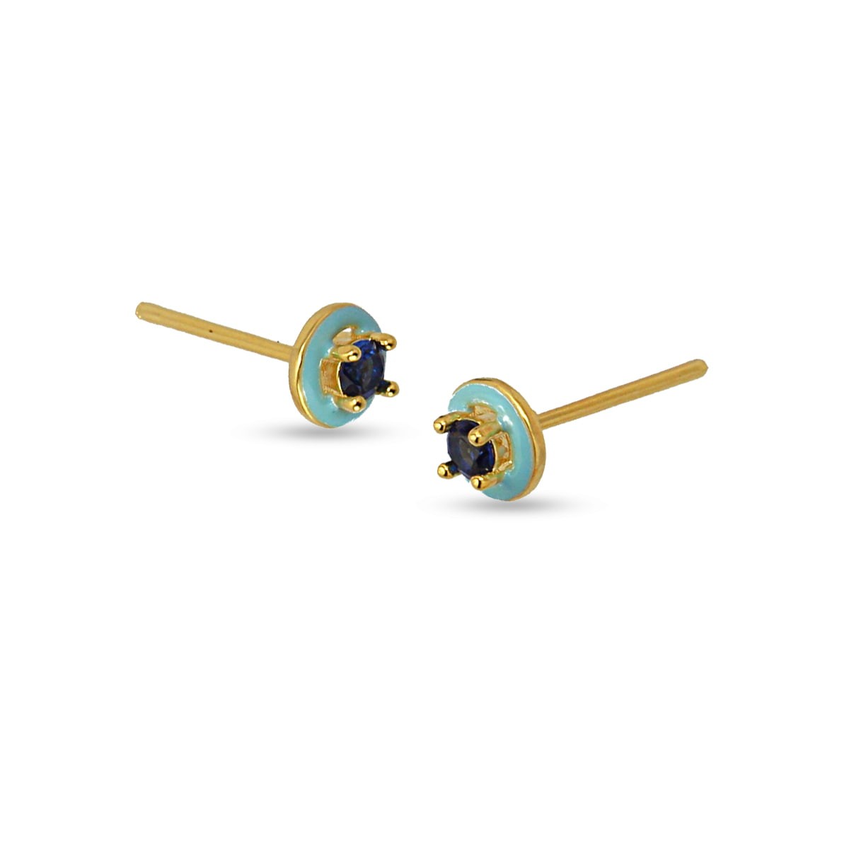 mini pendientes acero esmalte circonita anartxy azul
