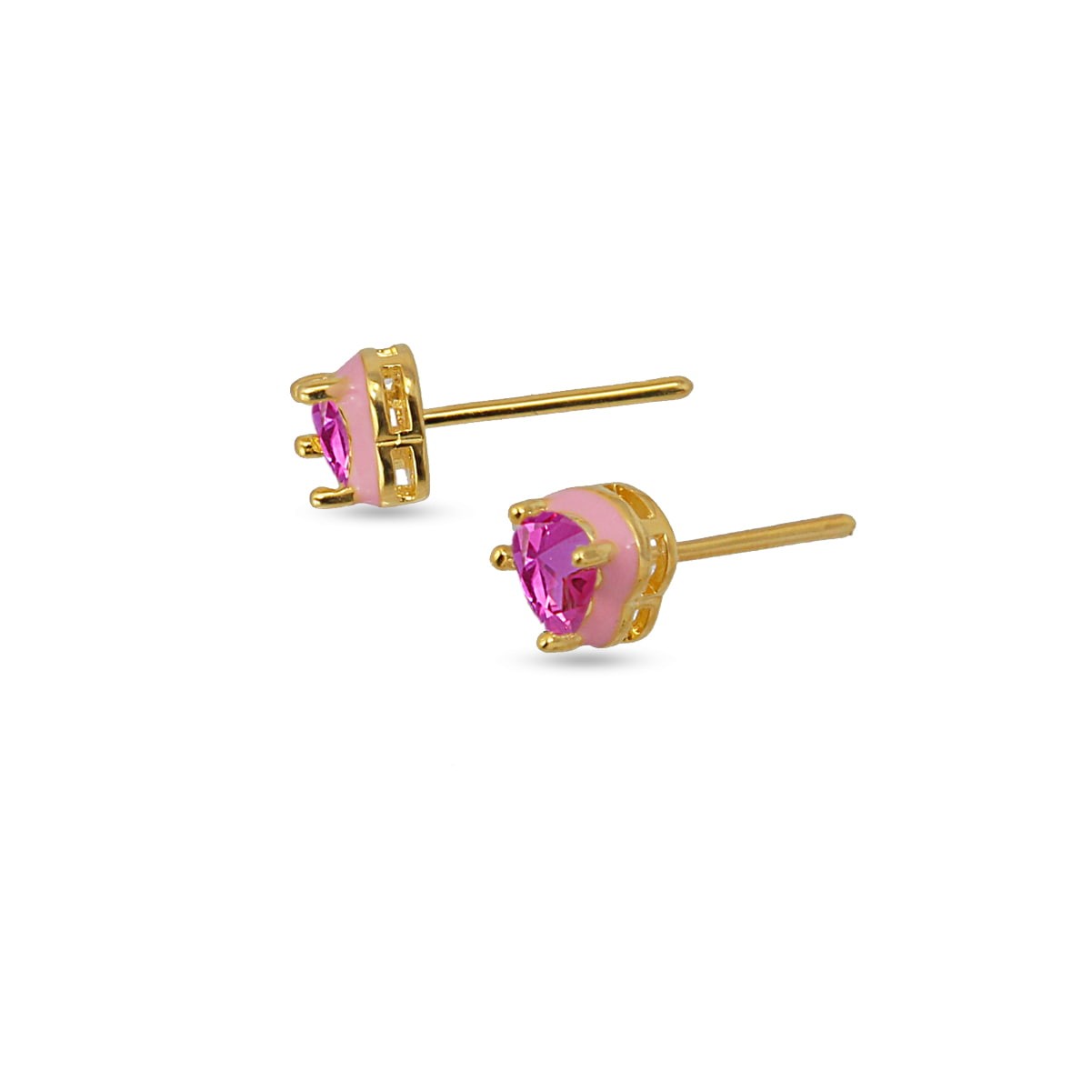 mini pendientes acero esmalte circonita corazón anartxy rosa