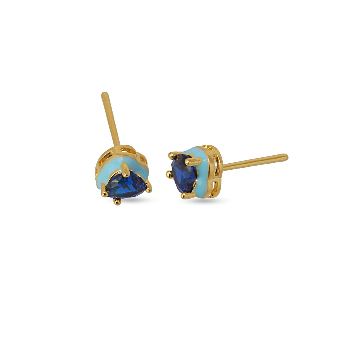 mini pendientes acero esmalte circonita corazón anartxy azul