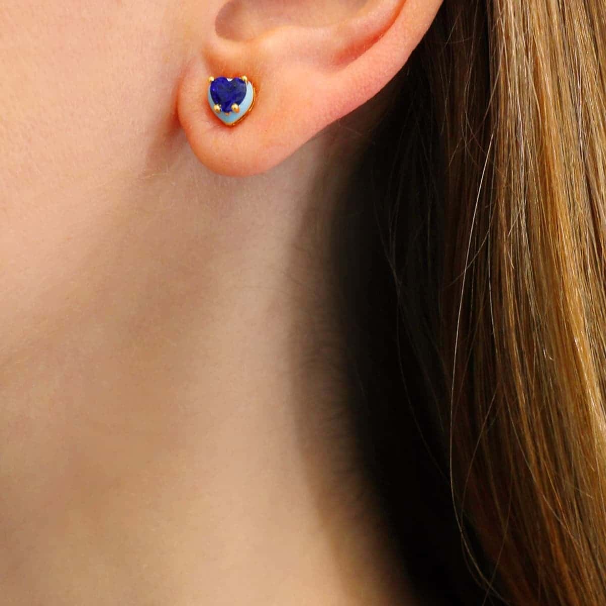 Pendientes esmalte y circonita corazón CPE191 anartxy