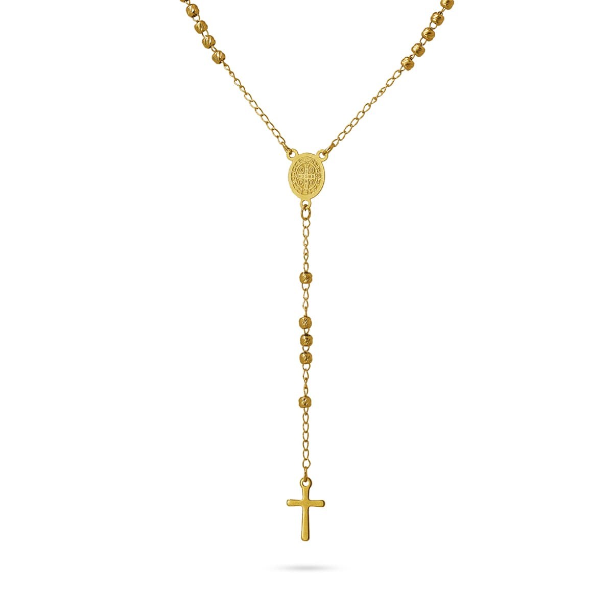 collar largo rosario cruz virgen acero anartxy dorado